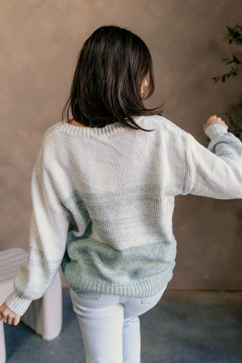 Delilah Sage & White Long Sleeve Sweater - Image 8