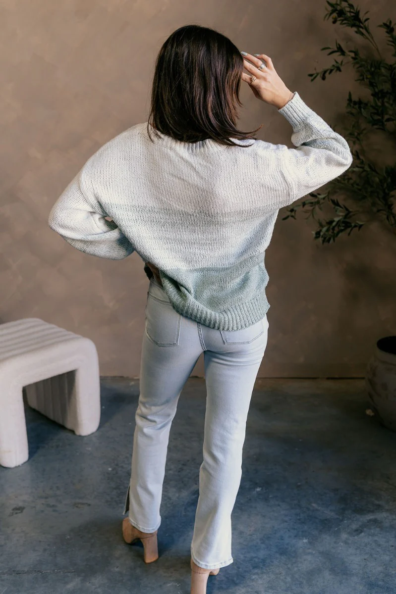 Delilah Sage & White Long Sleeve Sweater - Image 9