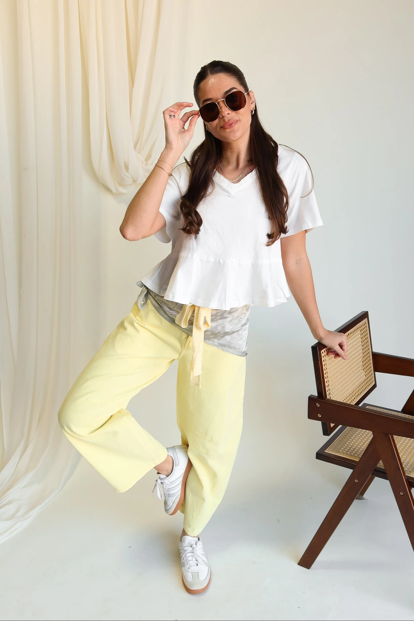 Delilah Yellow Denim Barrel Jeans