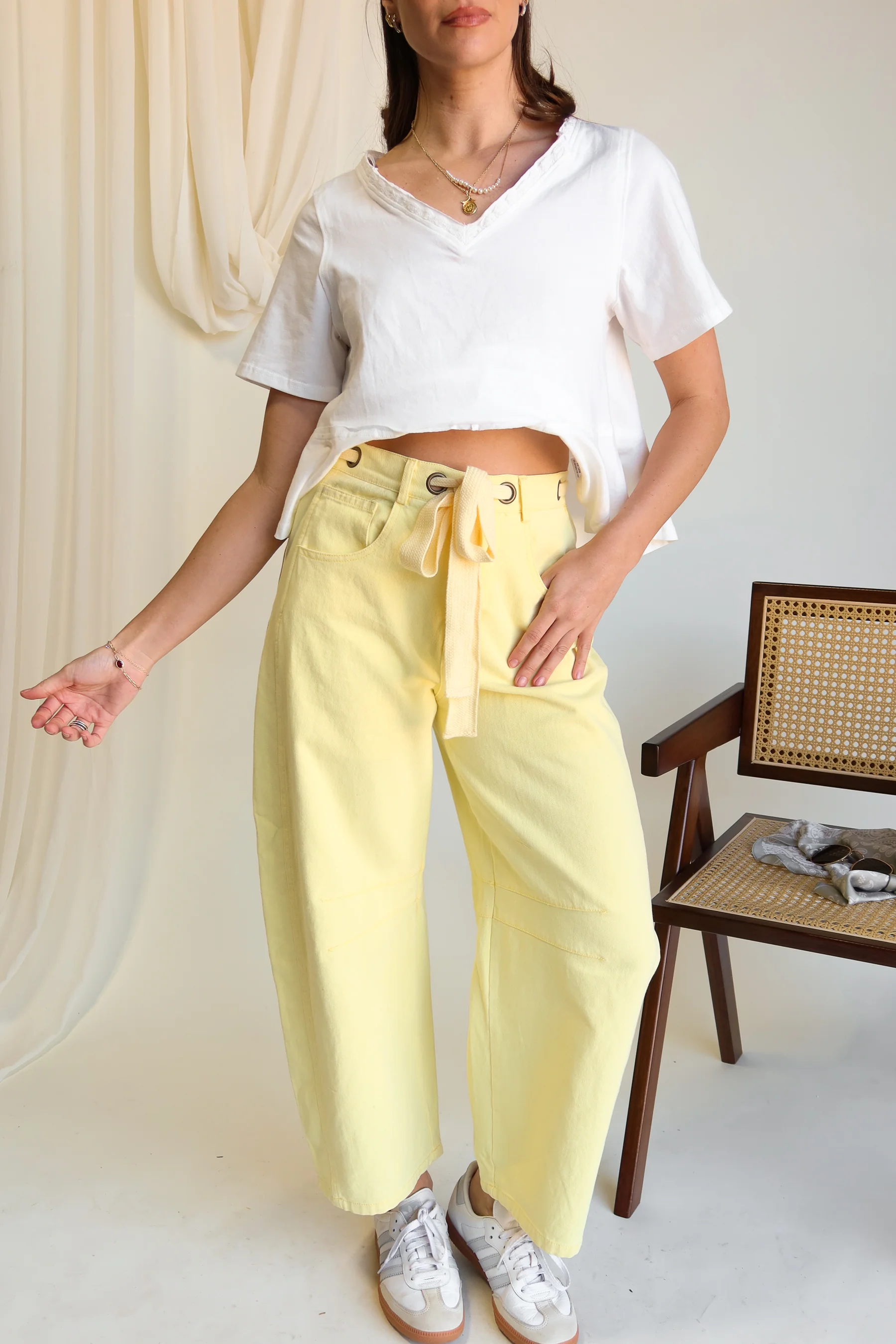 Delilah Yellow Denim Barrel Jeans - Image 6