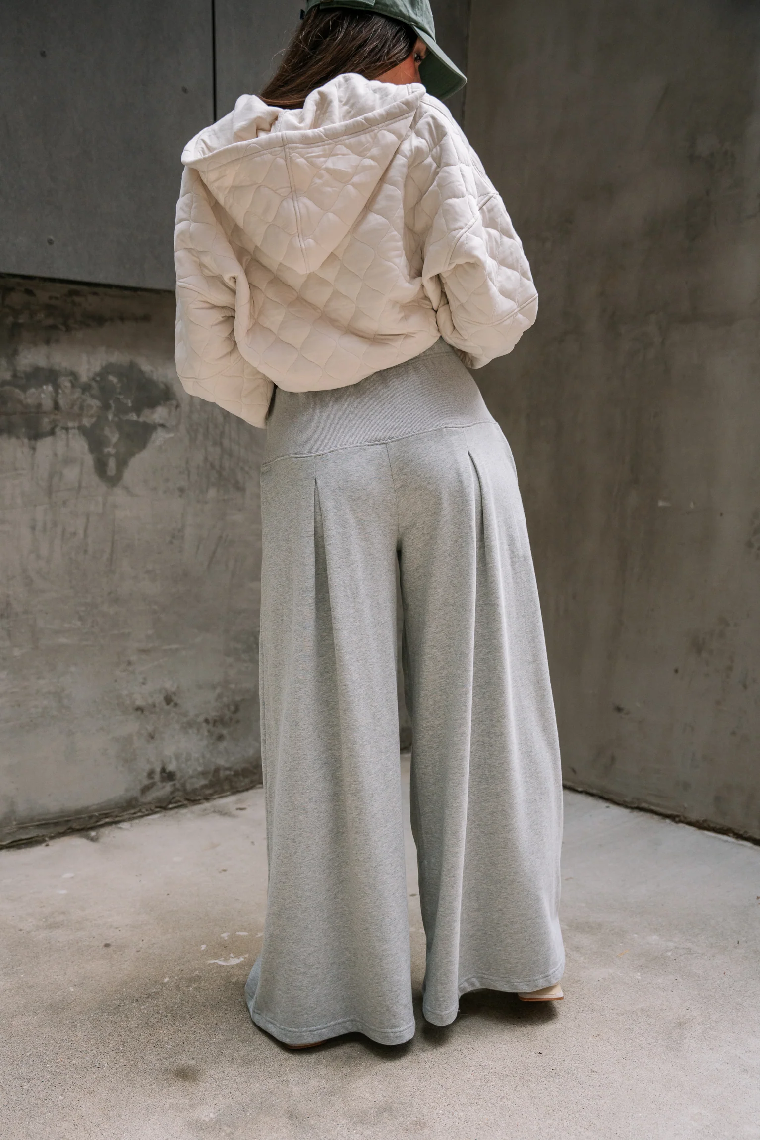 Demi Light Grey Wide Leg Pleated Pants - Image 3