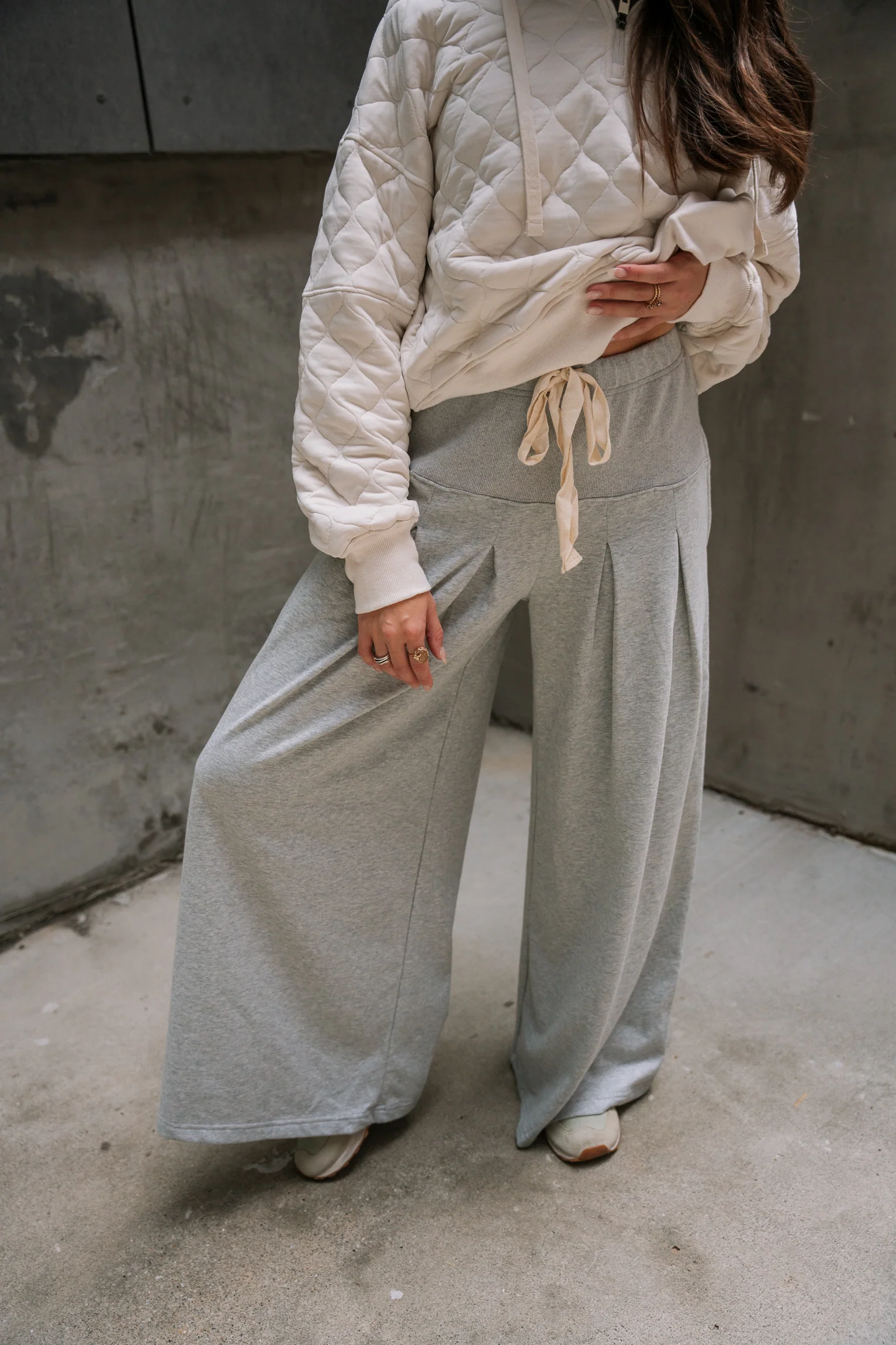 Demi Light Grey Wide Leg Pleated Pants - Image 4