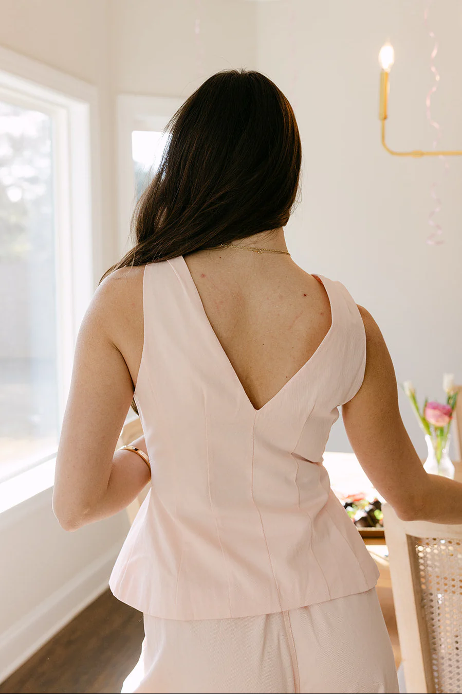 Demi Light Pink Denim Flare Vest - Image 4