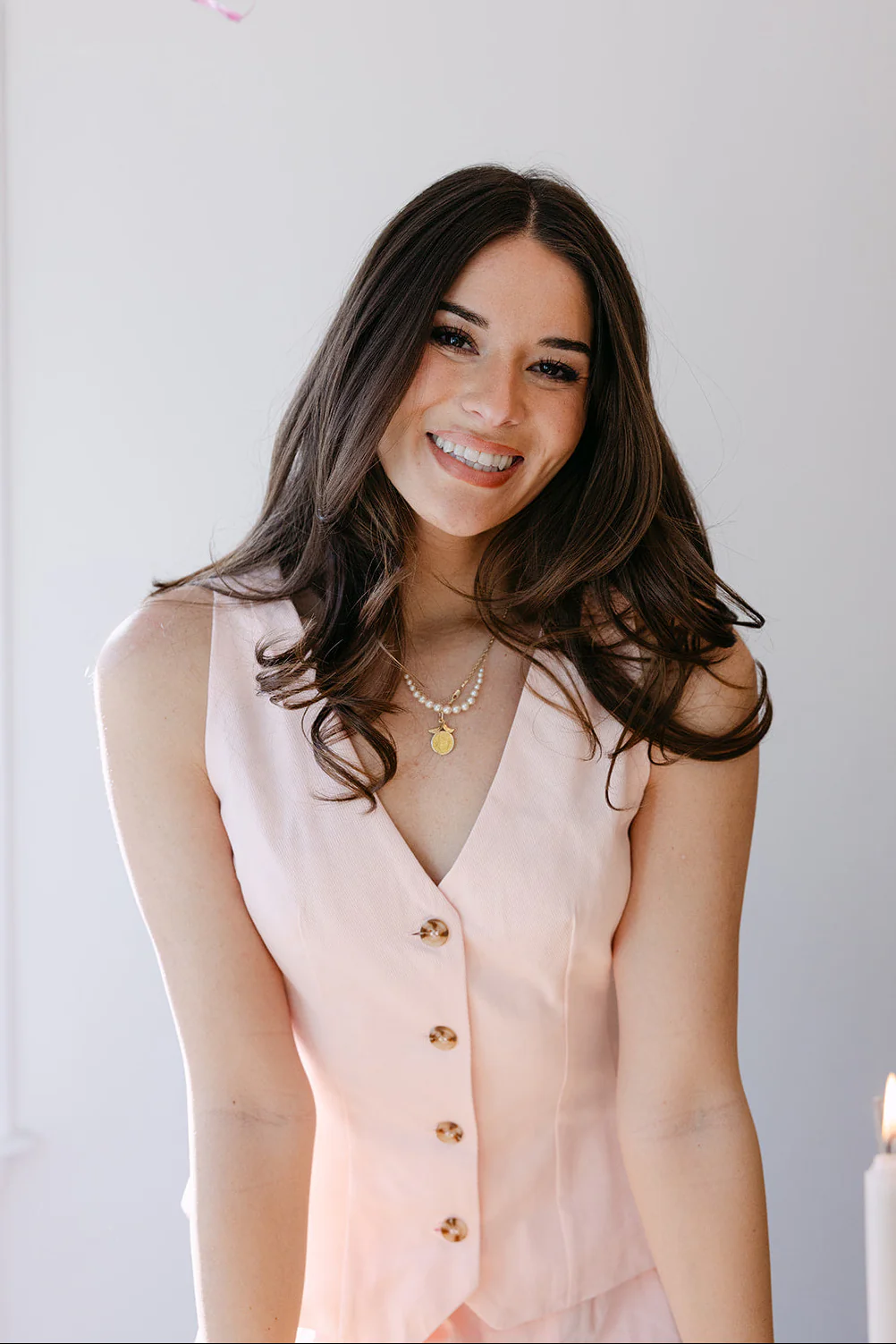 Demi Light Pink Denim Flare Vest - Image 5