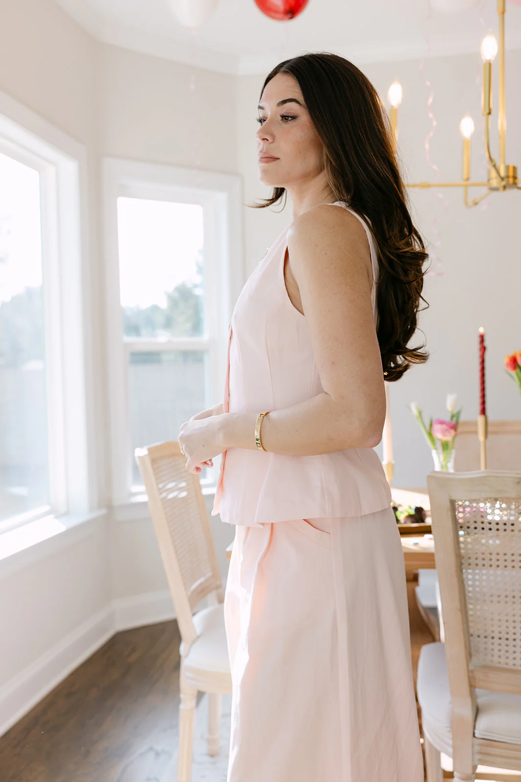 Demi Light Pink Denim Flare Vest - Image 7