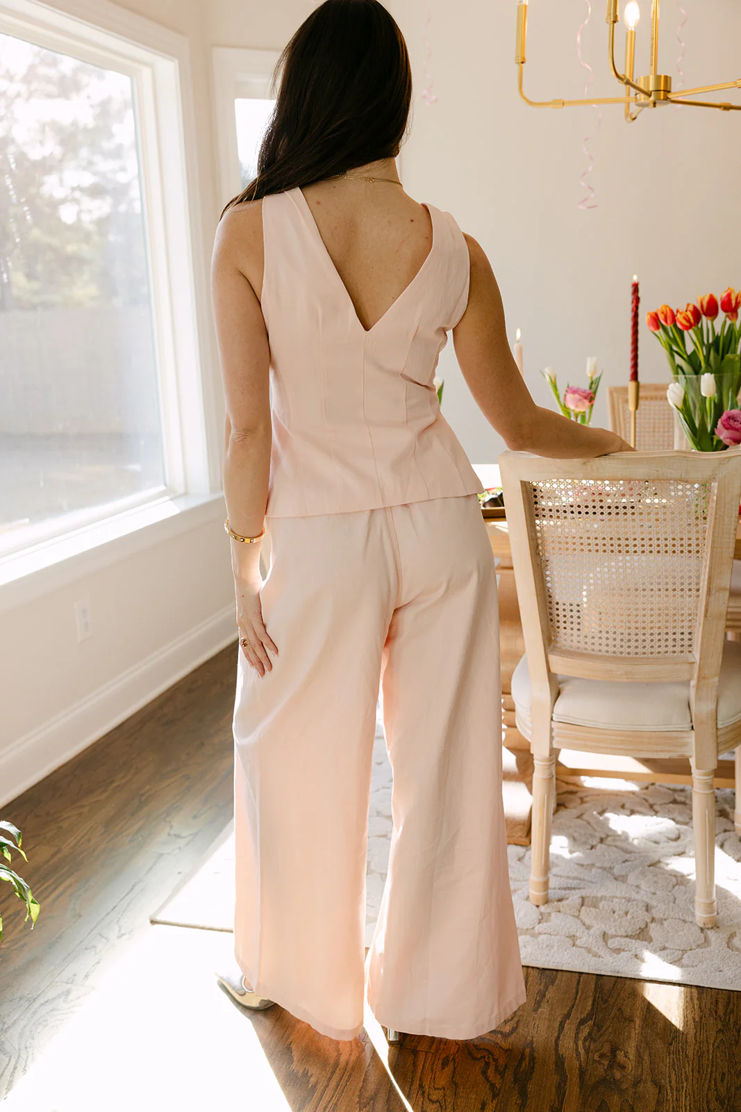 Demi Light Pink Denim Wide Leg Pants - Image 4