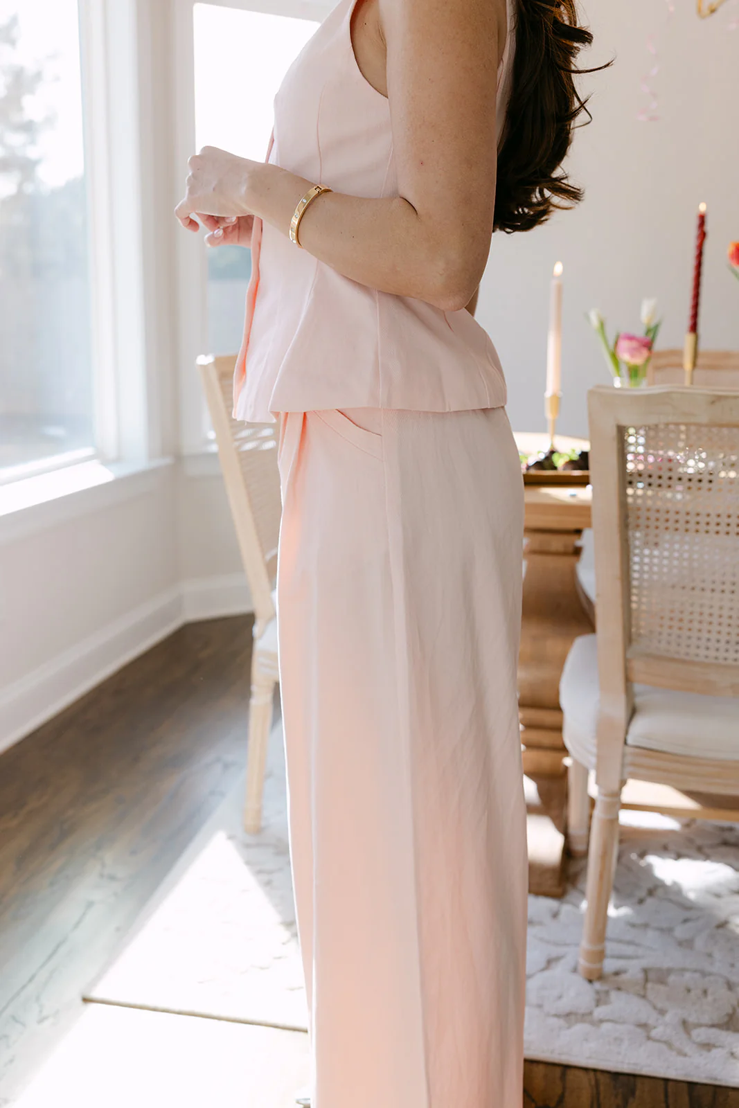 Demi Light Pink Denim Wide Leg Pants - Image 7