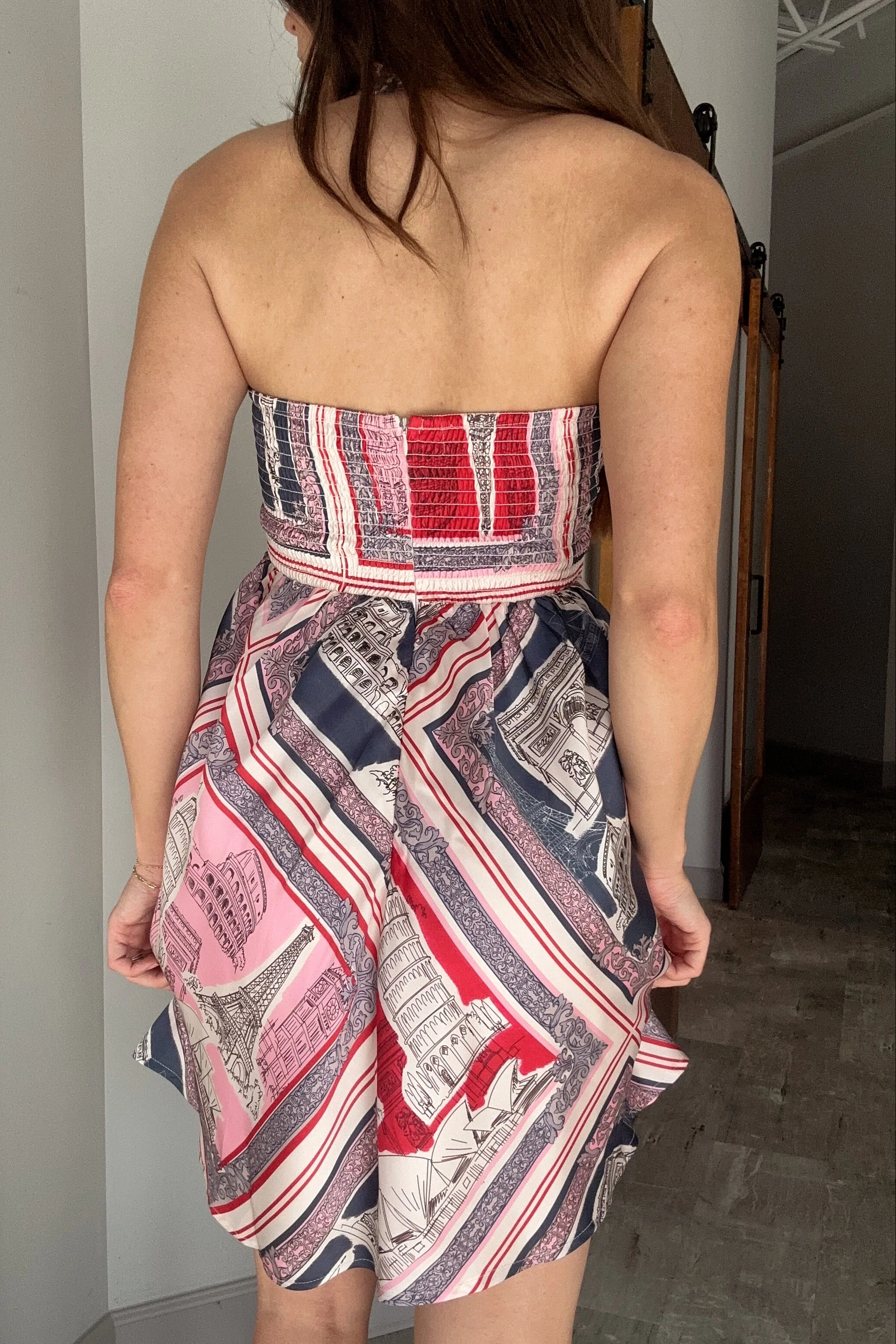 Demi Pink & Navy Multi Satin Mini Dress - Image 4