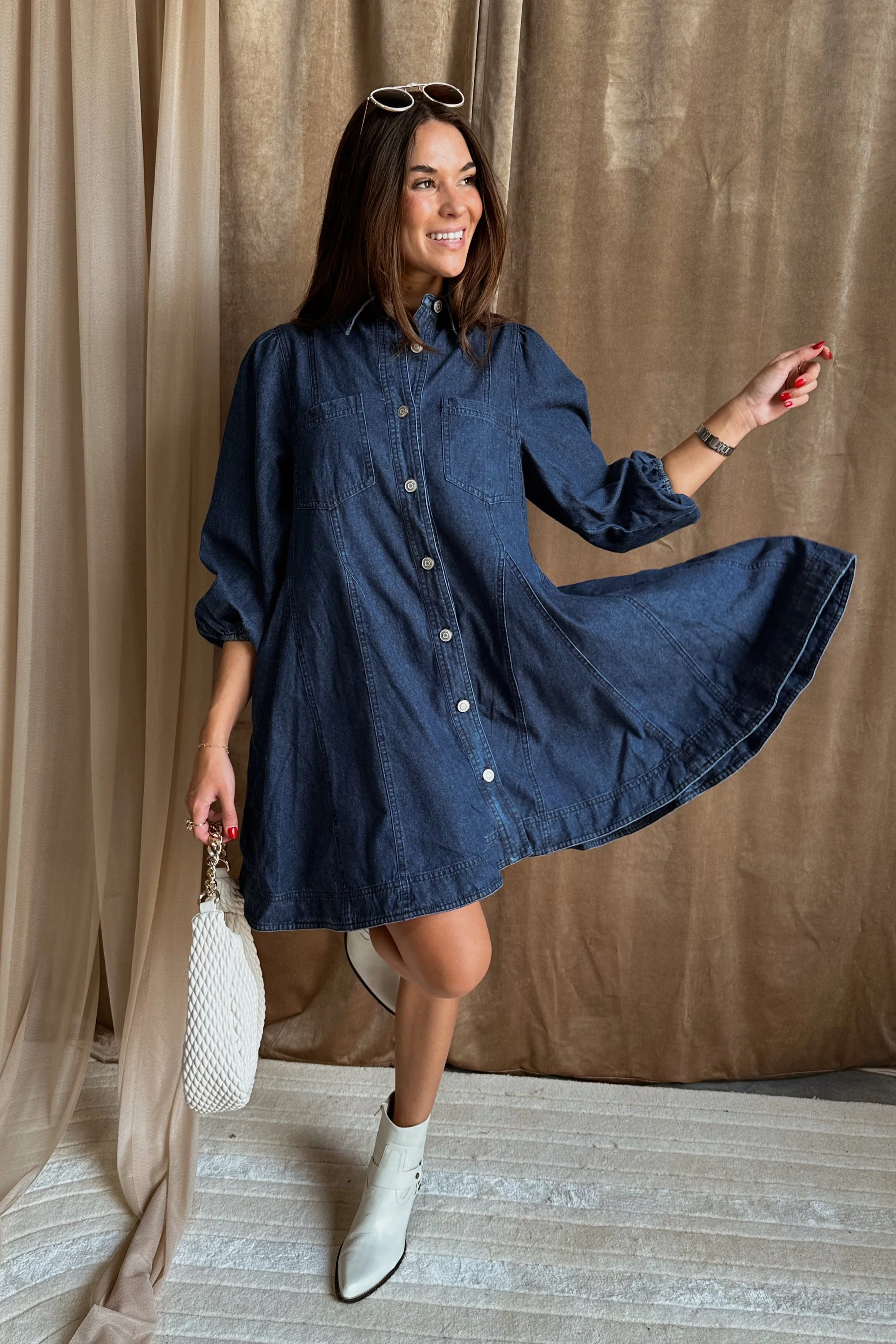 Destiny Denim Button-Front Mini Dress