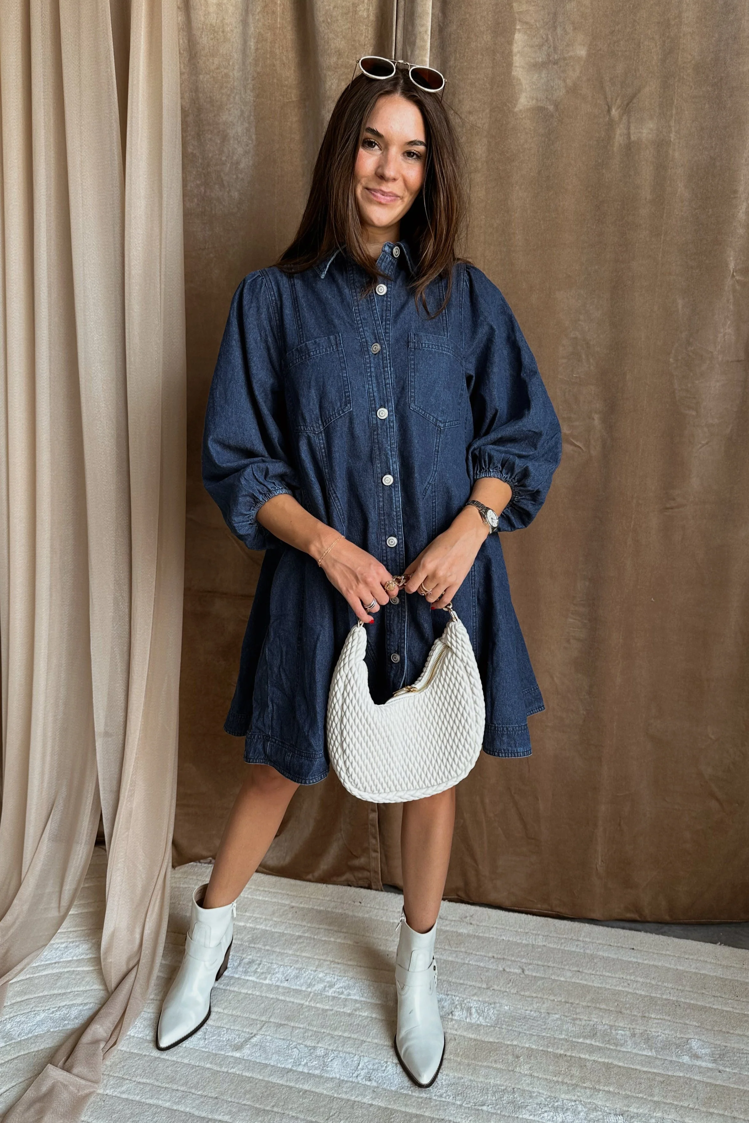 Destiny Denim Button-Front Mini Dress - Image 2