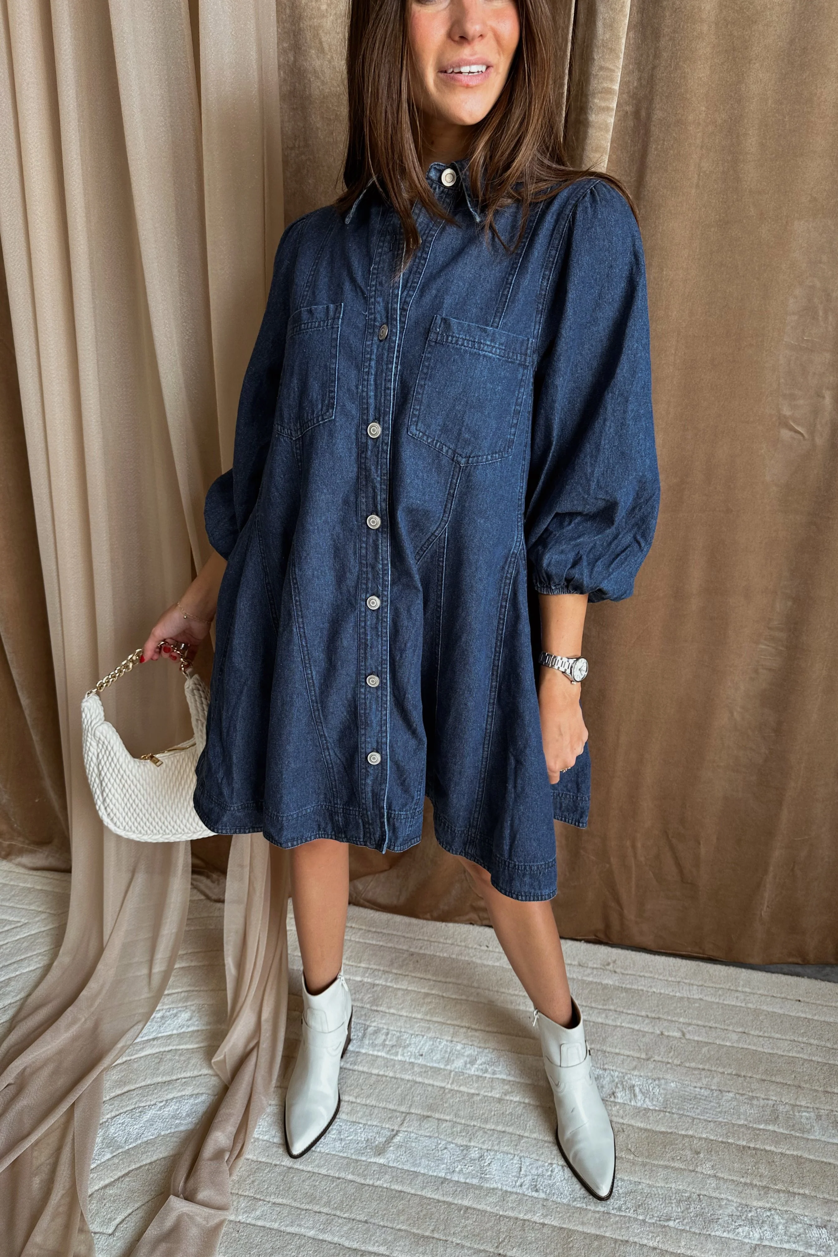 Destiny Denim Button-Front Mini Dress - Image 4