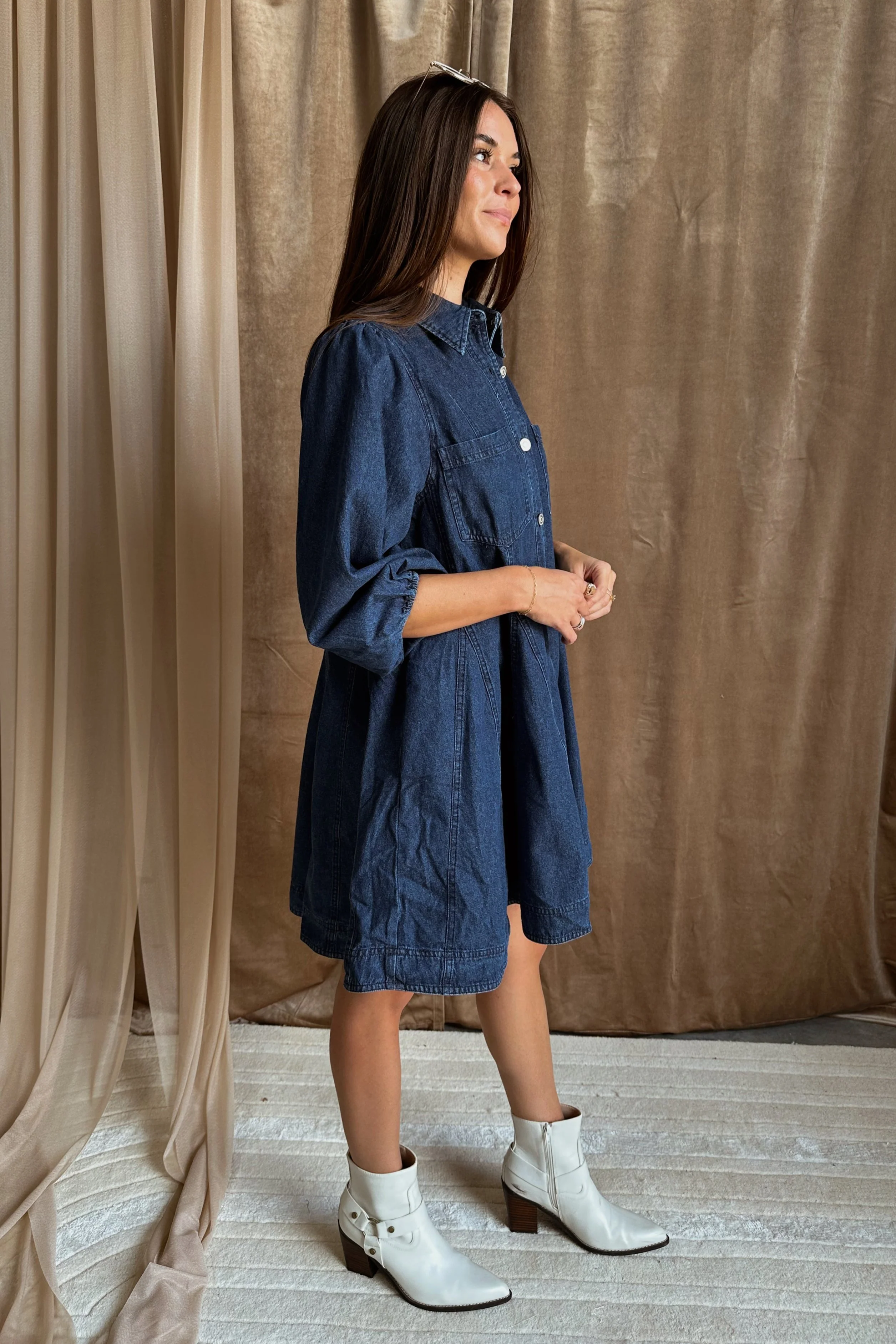 Destiny Denim Button-Front Mini Dress - Image 6