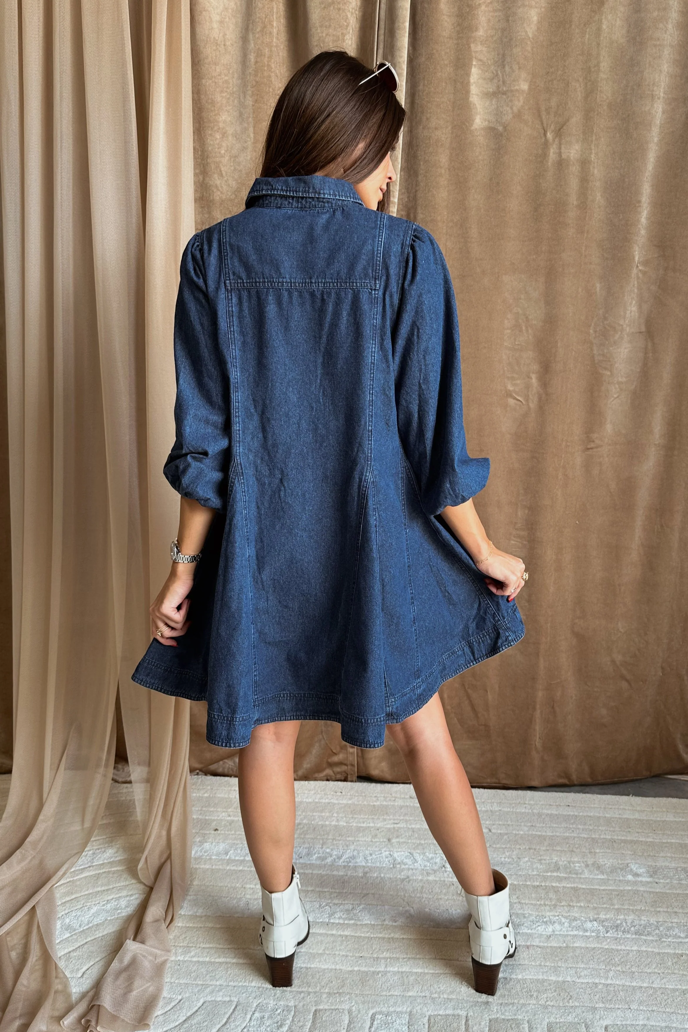 Destiny Denim Button-Front Mini Dress - Image 7