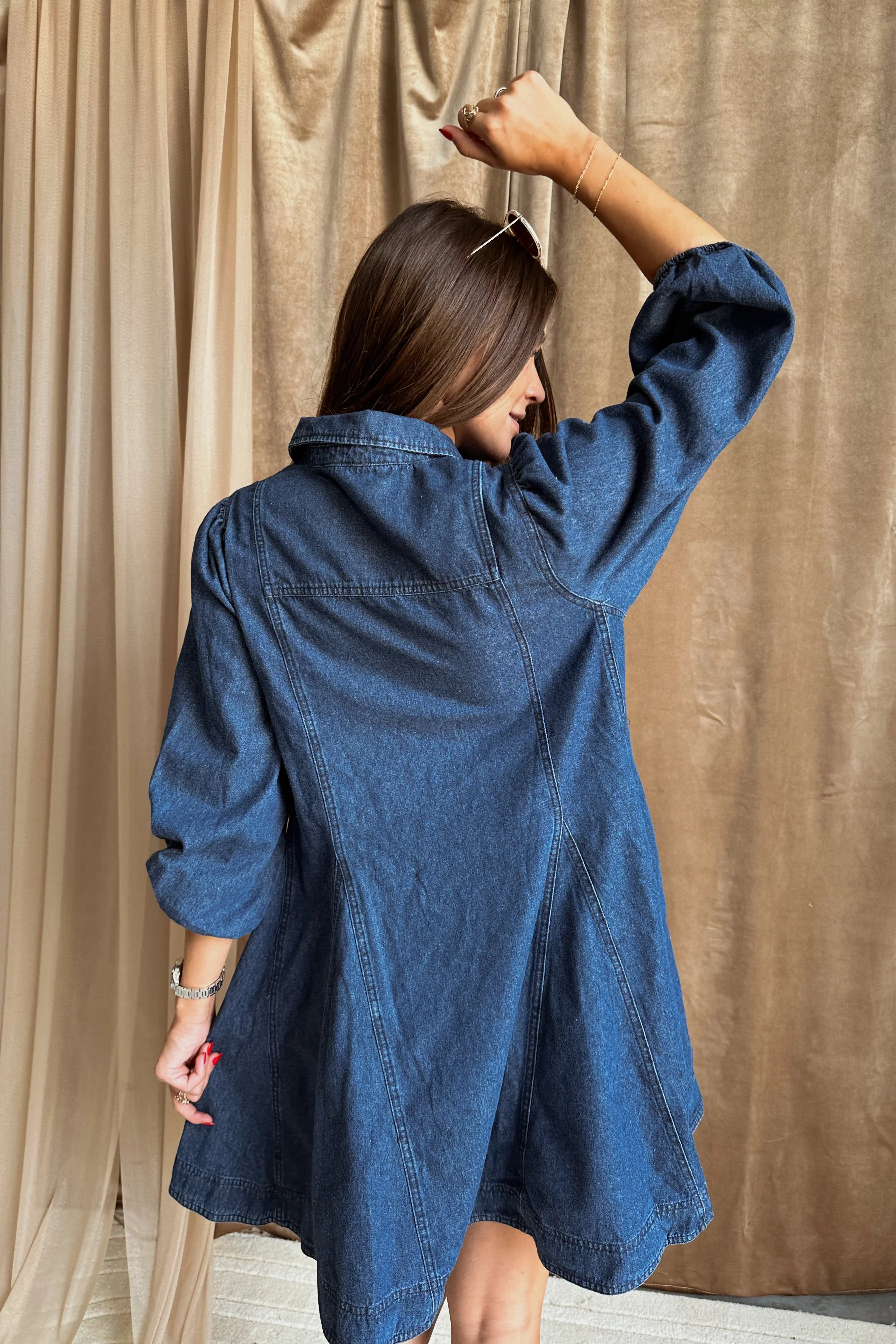 Destiny Denim Button-Front Mini Dress - Image 8