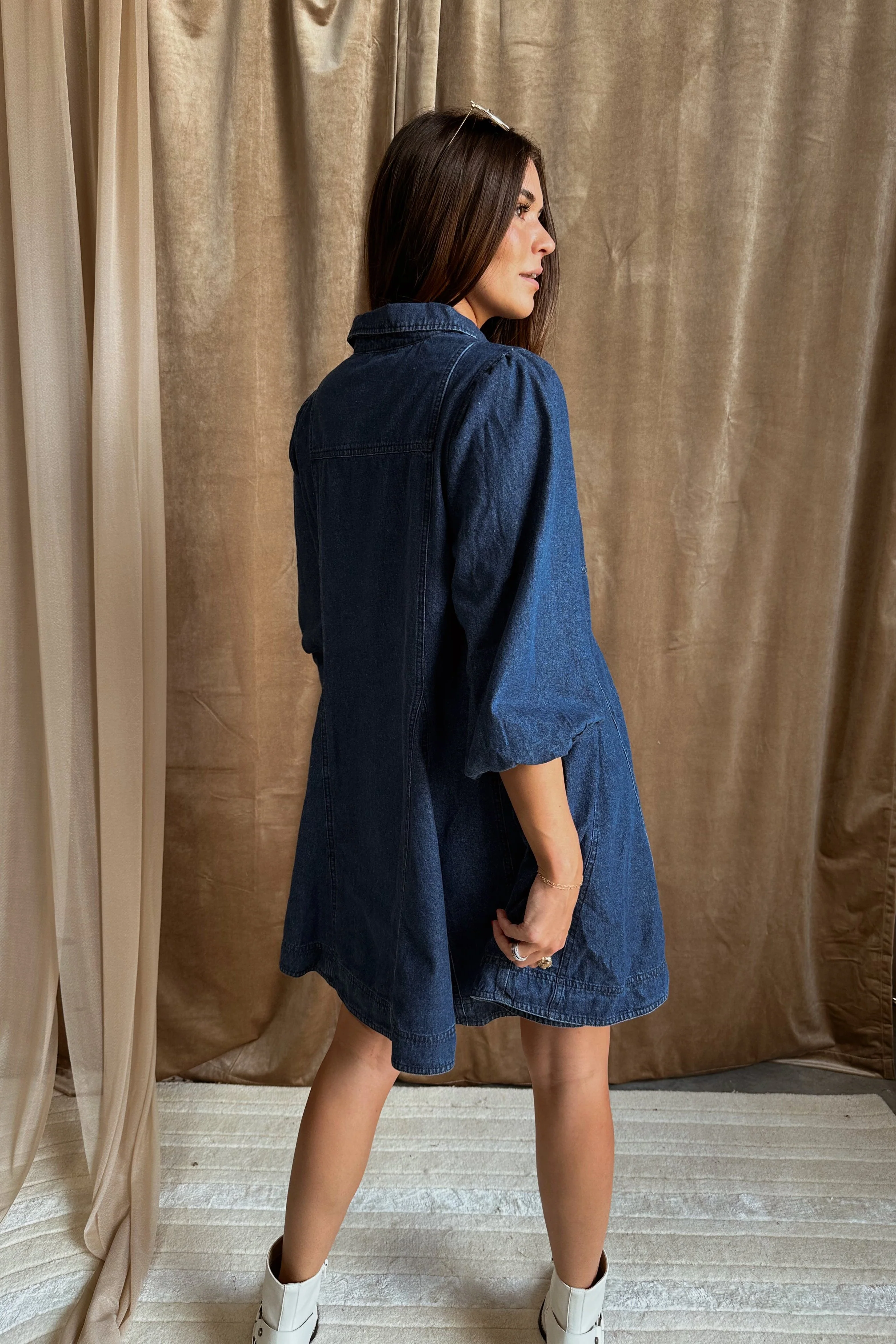 Destiny Denim Button-Front Mini Dress - Image 9