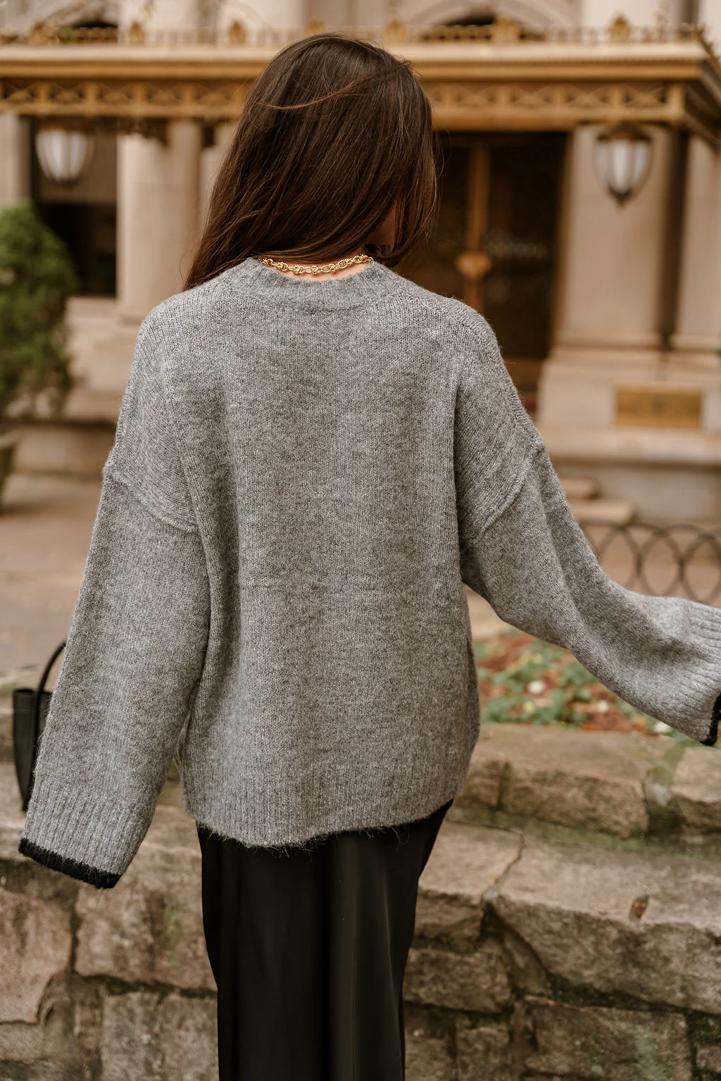 Destiny Grey & Black Pocket Sweater - Image 10