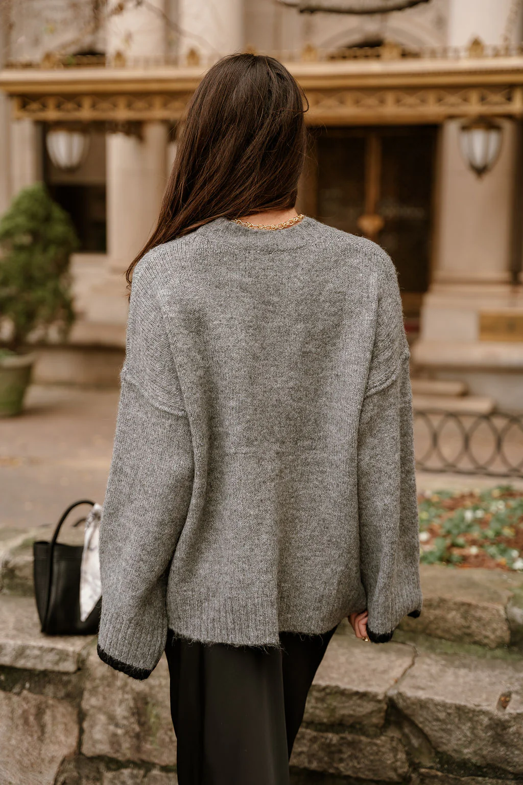 Destiny Grey & Black Pocket Sweater - Image 4