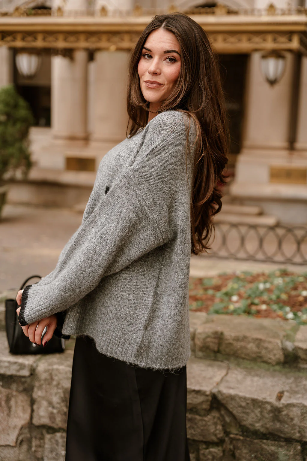 Destiny Grey & Black Pocket Sweater - Image 7