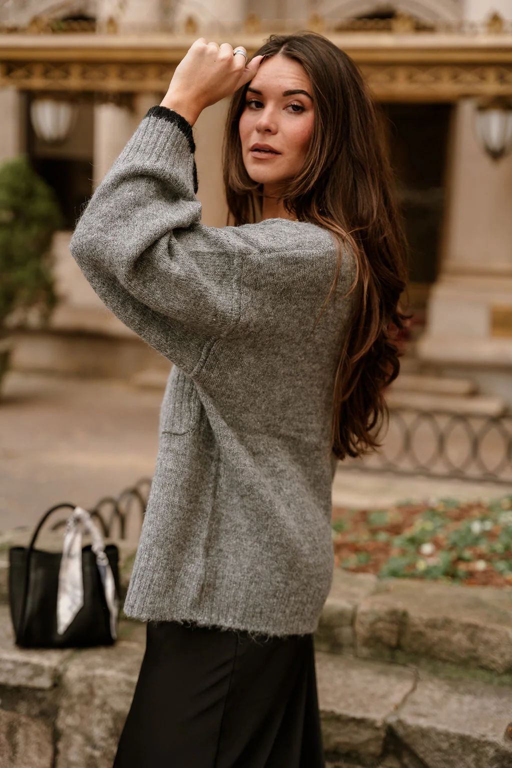 Destiny Grey & Black Pocket Sweater - Image 9