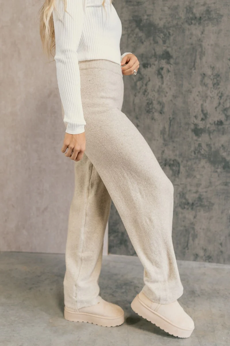 Destiny Oatmeal Knit Pants - Image 3