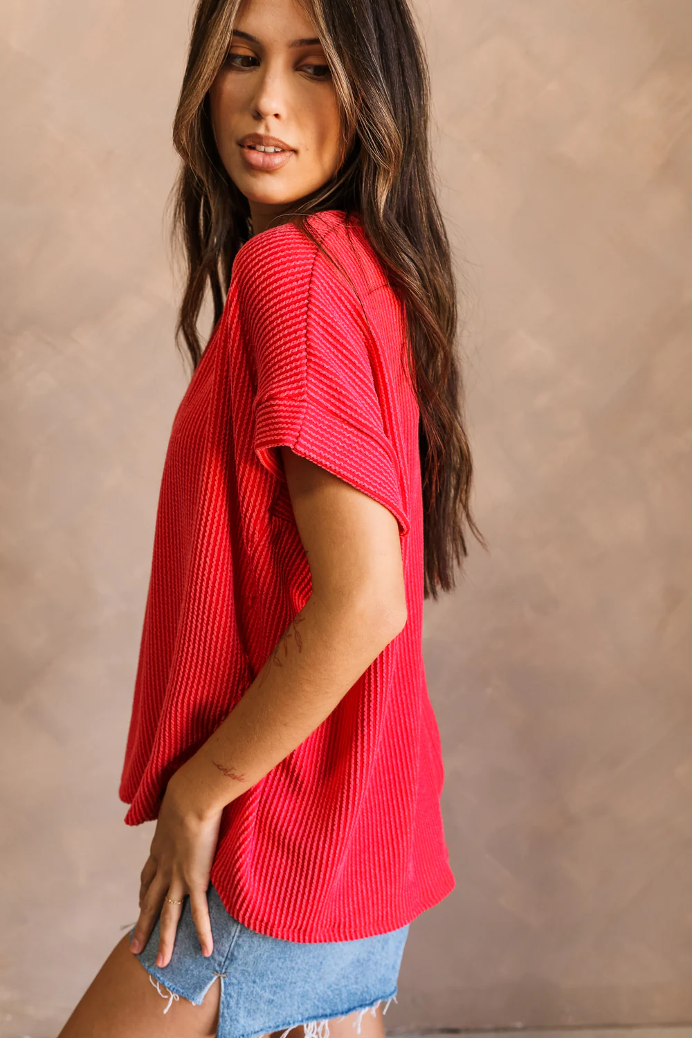 Destiny Ribbed Short Sleeve Top - Image 7