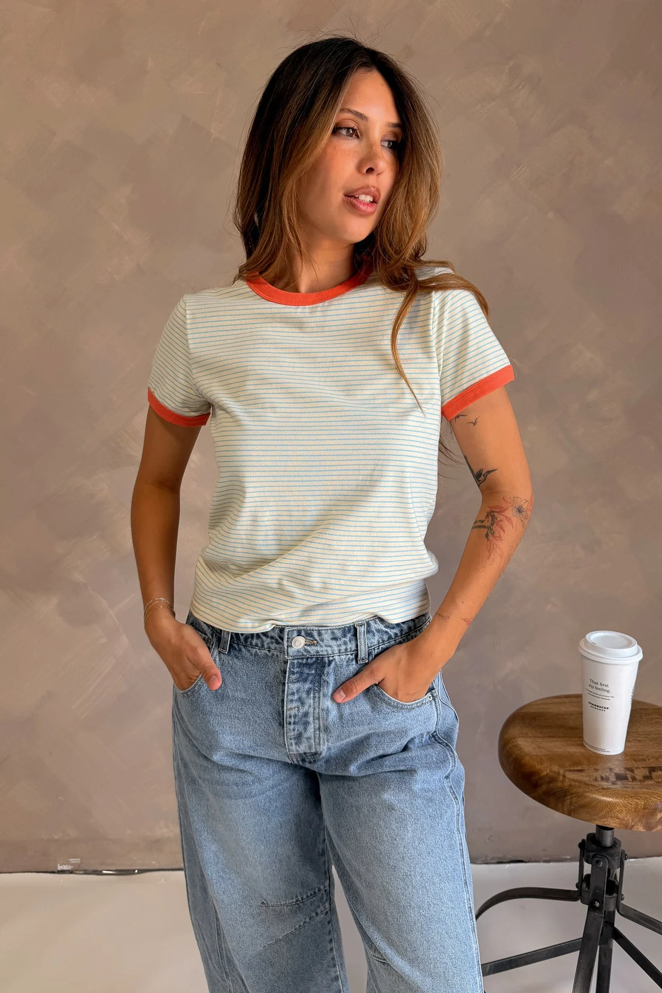 Devan Multi Striped Ringer Tee