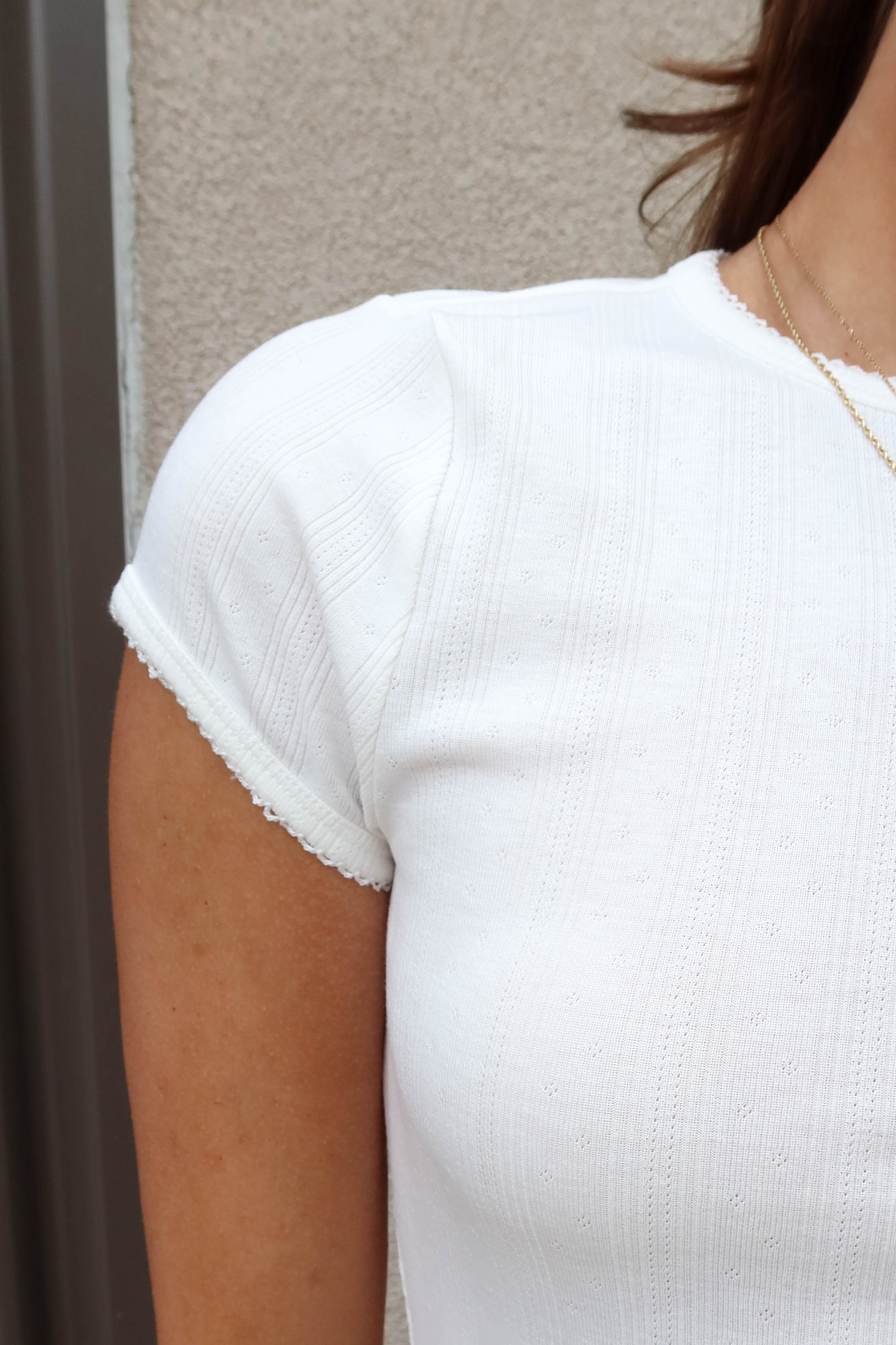 Devin White Pointelle Short Sleeve Top - Image 2