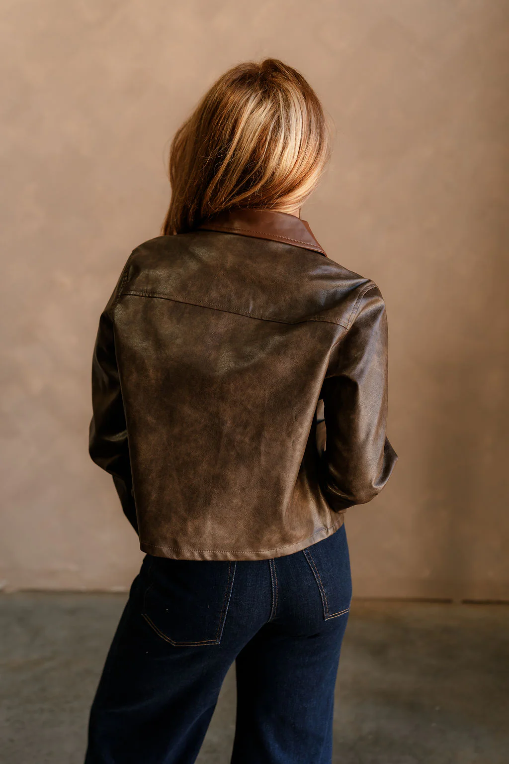 Diana Dark Brown Faux Leather Jacket - Image 8