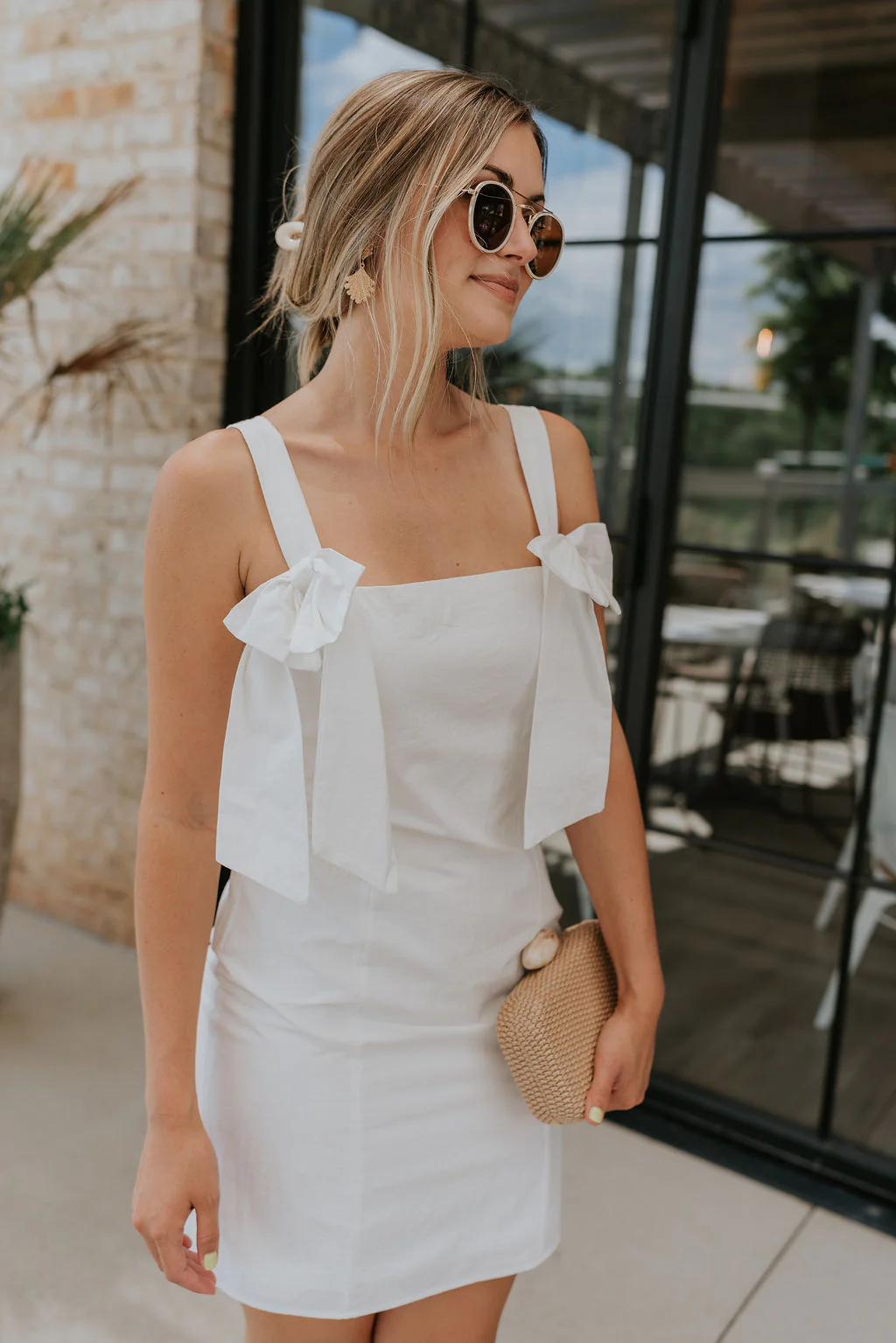 Diana White Bow Straps Mini Dress - Image 5