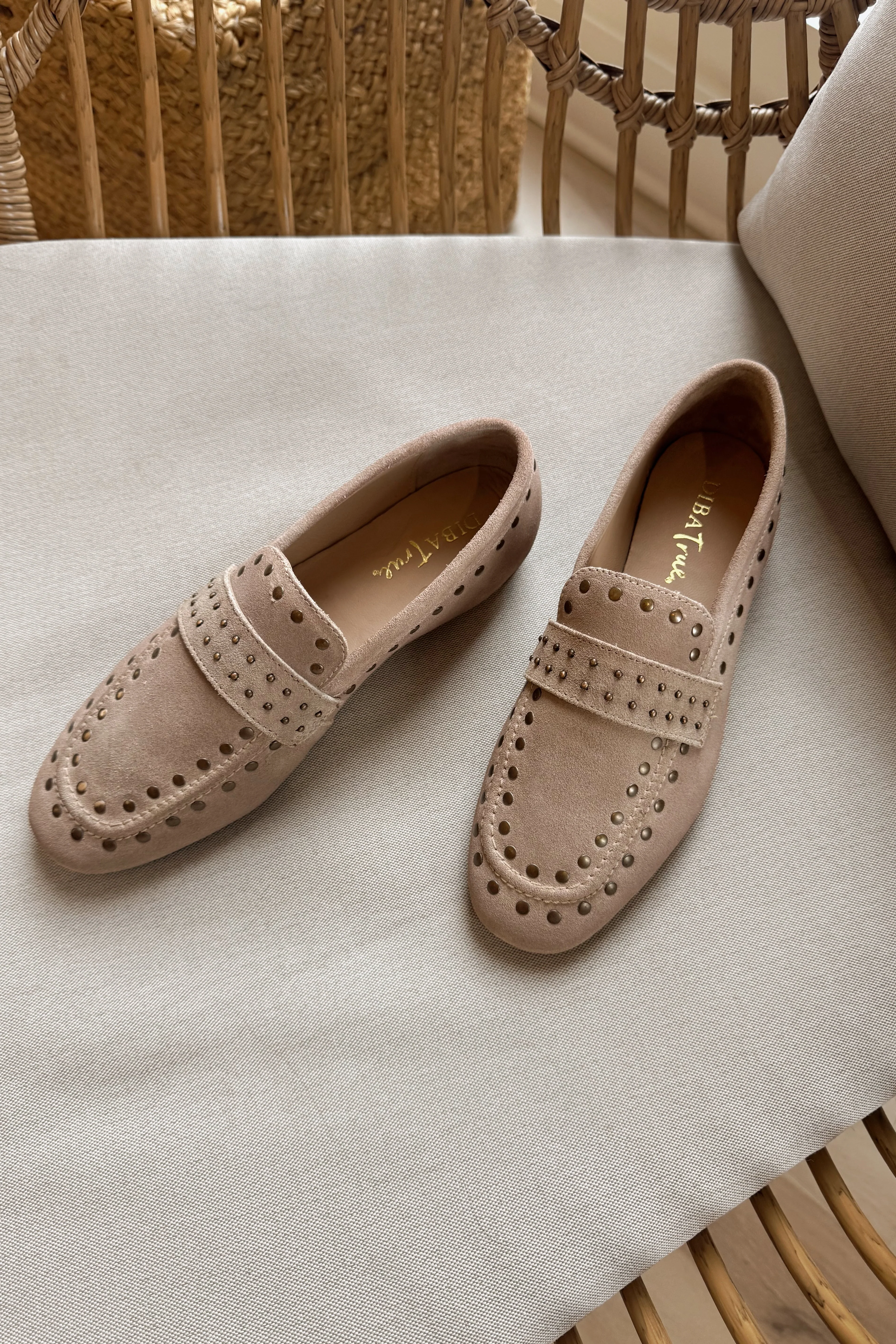 Diba True Can Yon Taupe Studded Suede Loafer