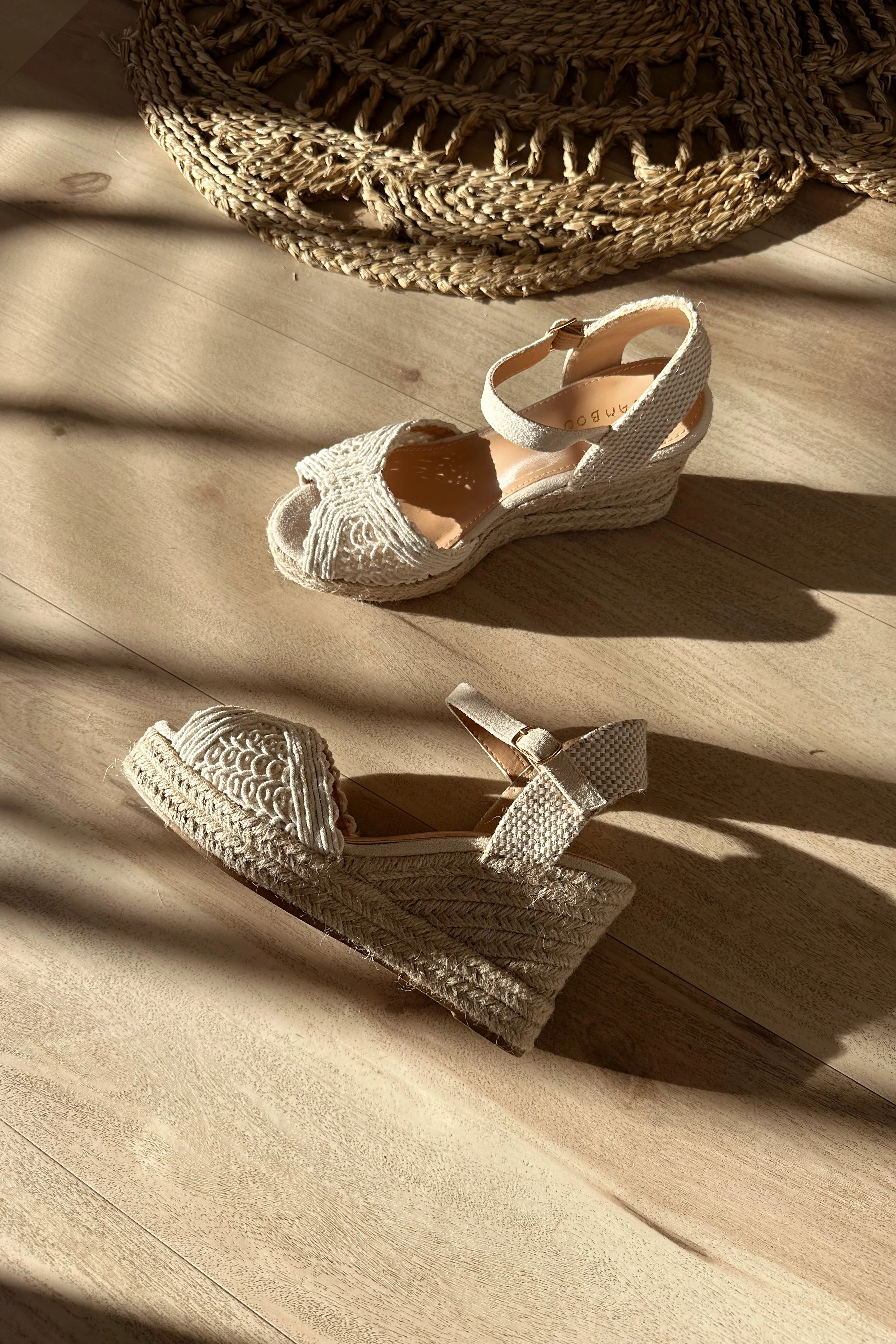 Ditch Cream Crochet Knit Espadrille Wedge Sandal