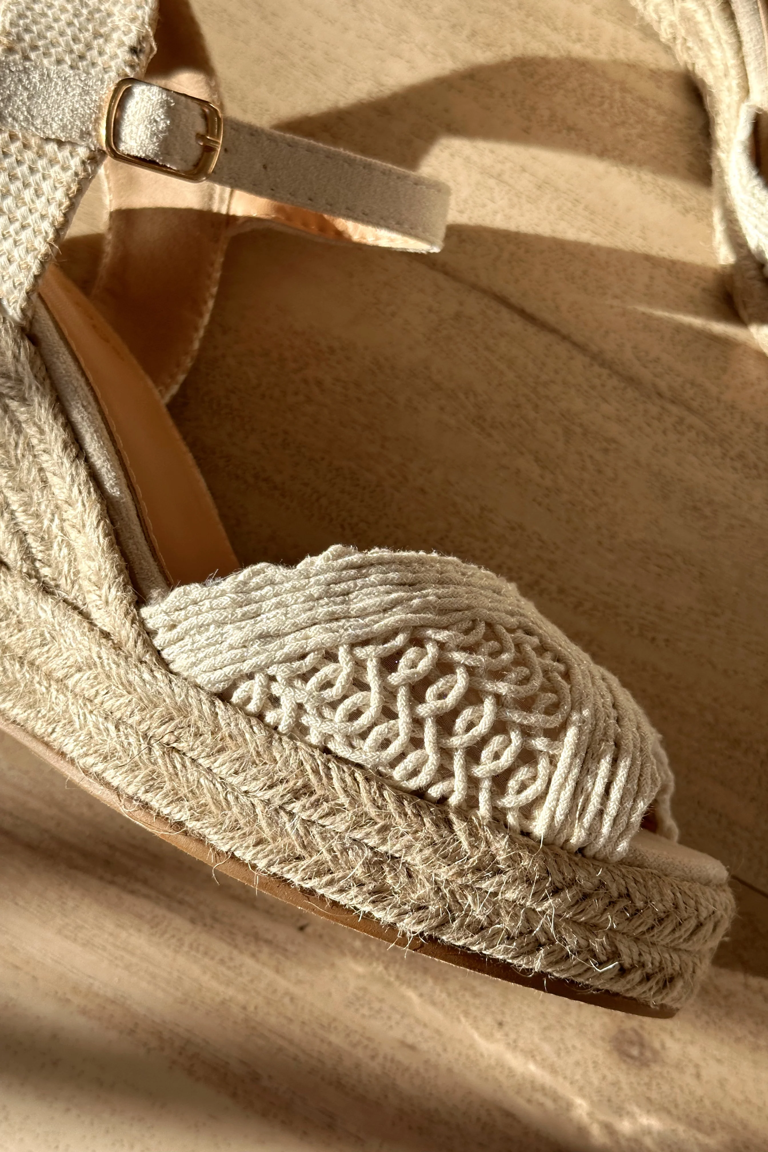 Ditch Cream Crochet Knit Espadrille Wedge Sandal - Image 7