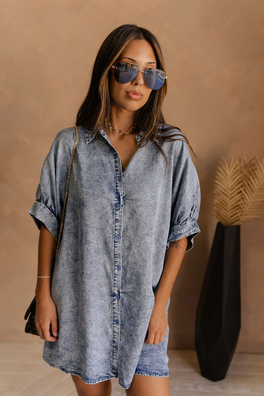 Emma Button-Up Short Sleeve Mini Dress - Image 2
