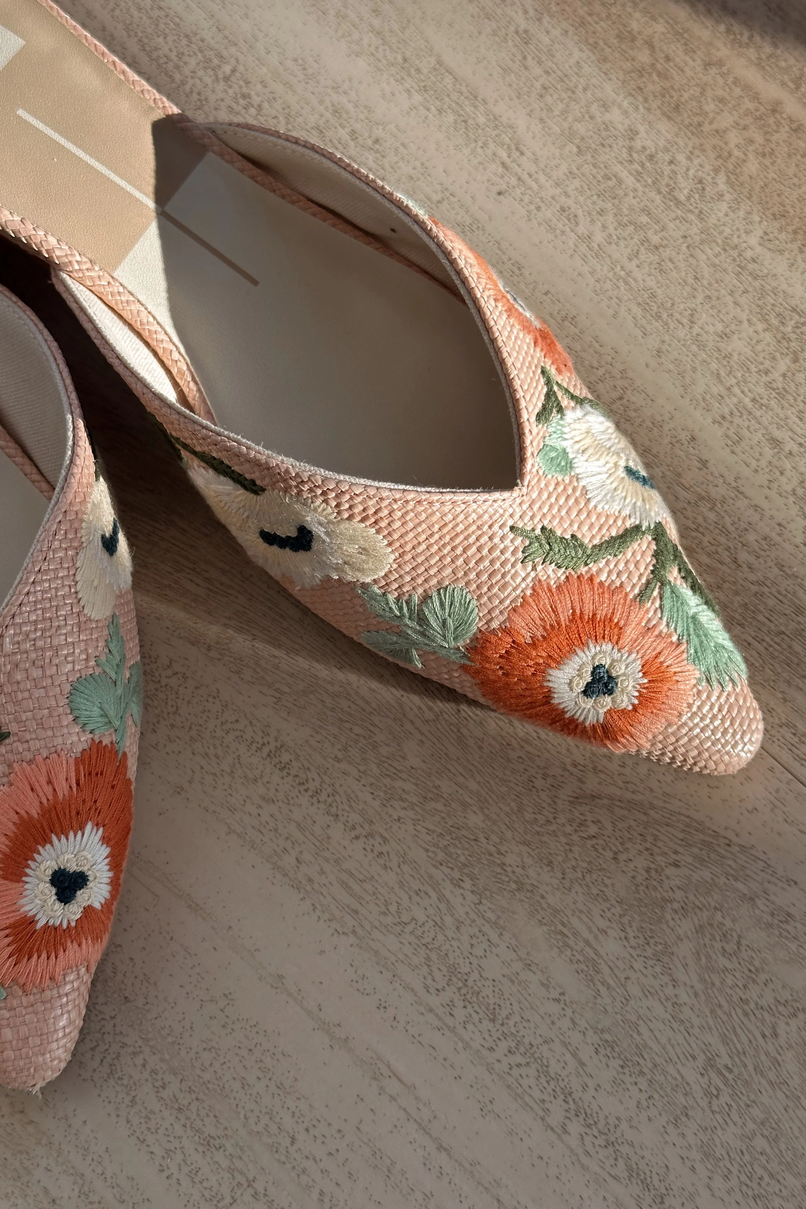 Dolce Vita Elm Pink Floral Raffia Flat - Image 3
