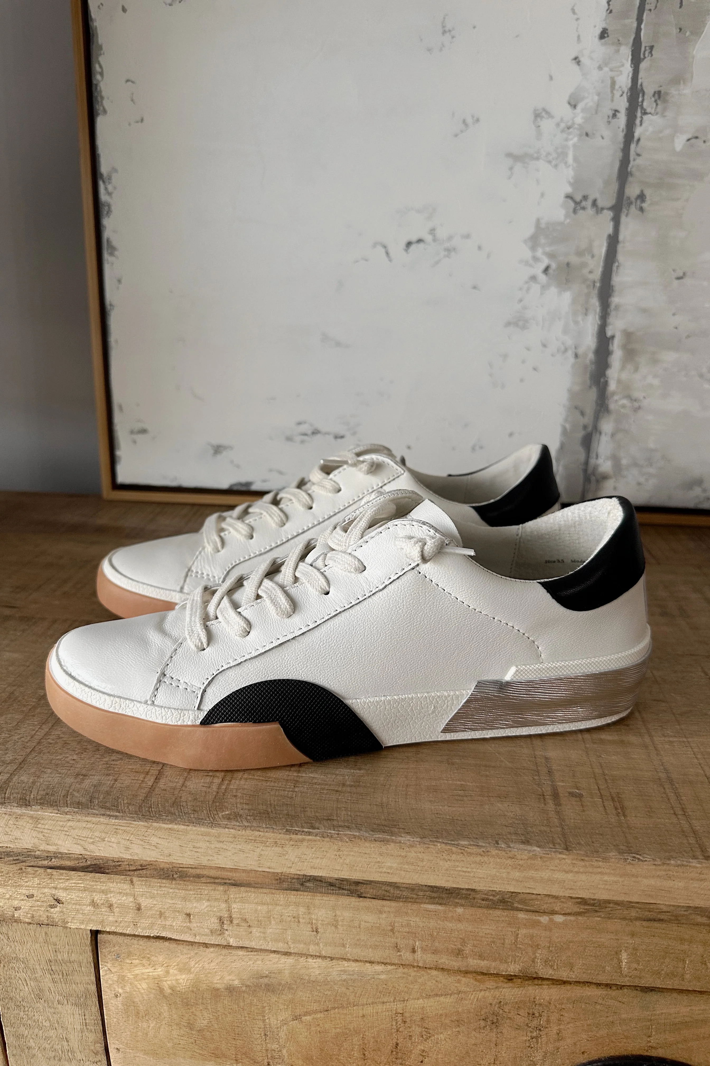 Dolce Vita Zina Sneaker in White Black Leather