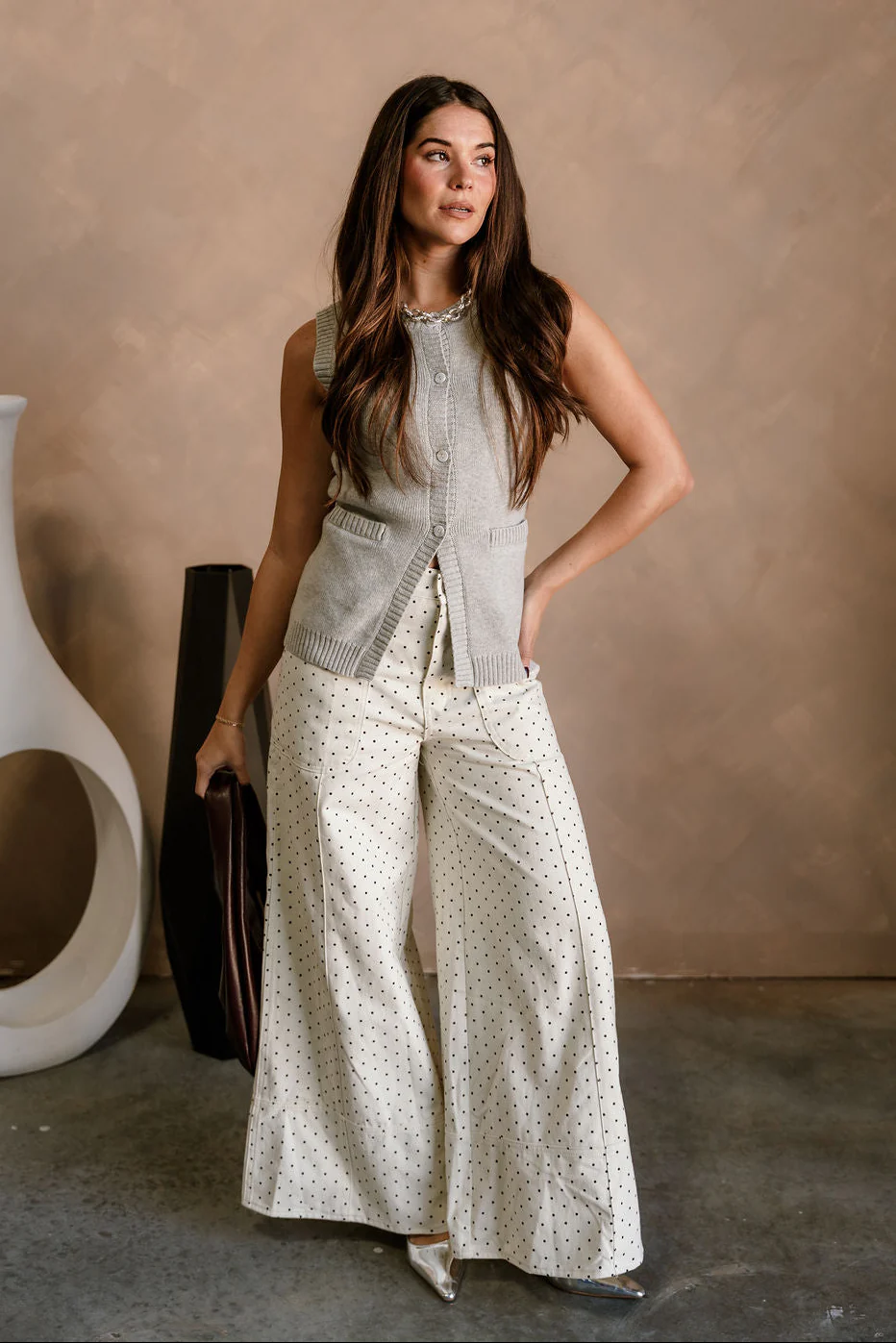 Dorothea Grey Split Hem Sweater Vest - Image 2