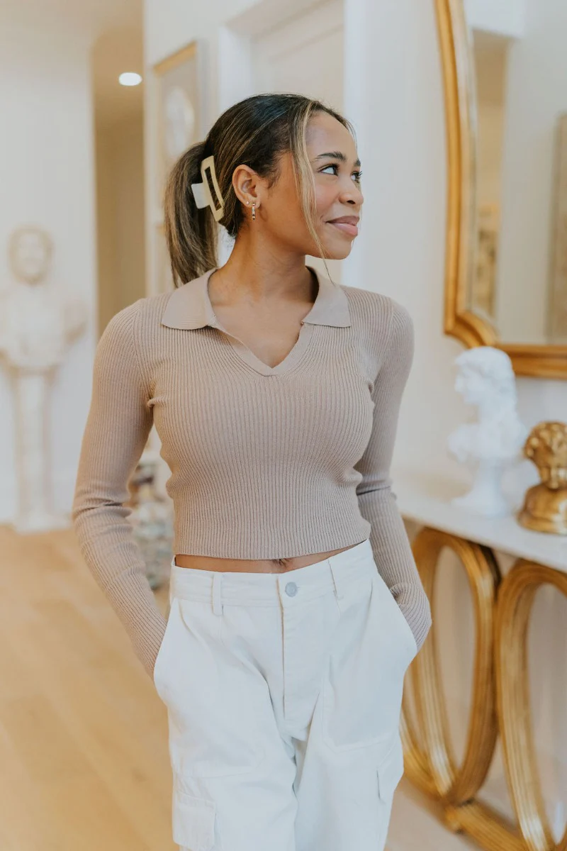 Downtown Days Top in Khaki - Image 2