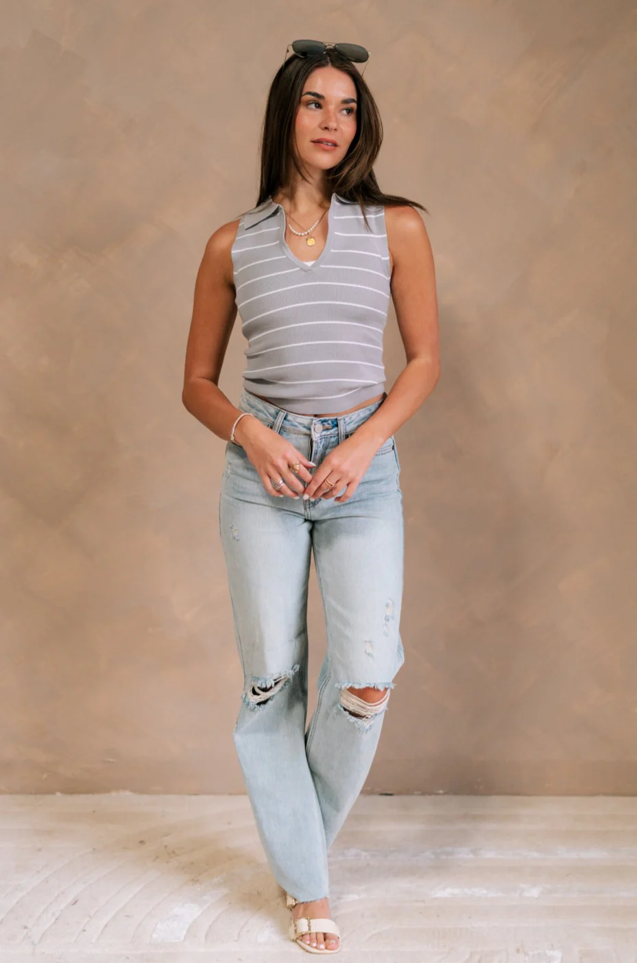 Amanda Light Wash Distressed Jeans - Image 4