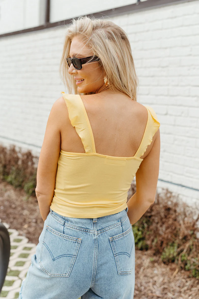 Dream On Ruffle Tank in Yellow - Image 5