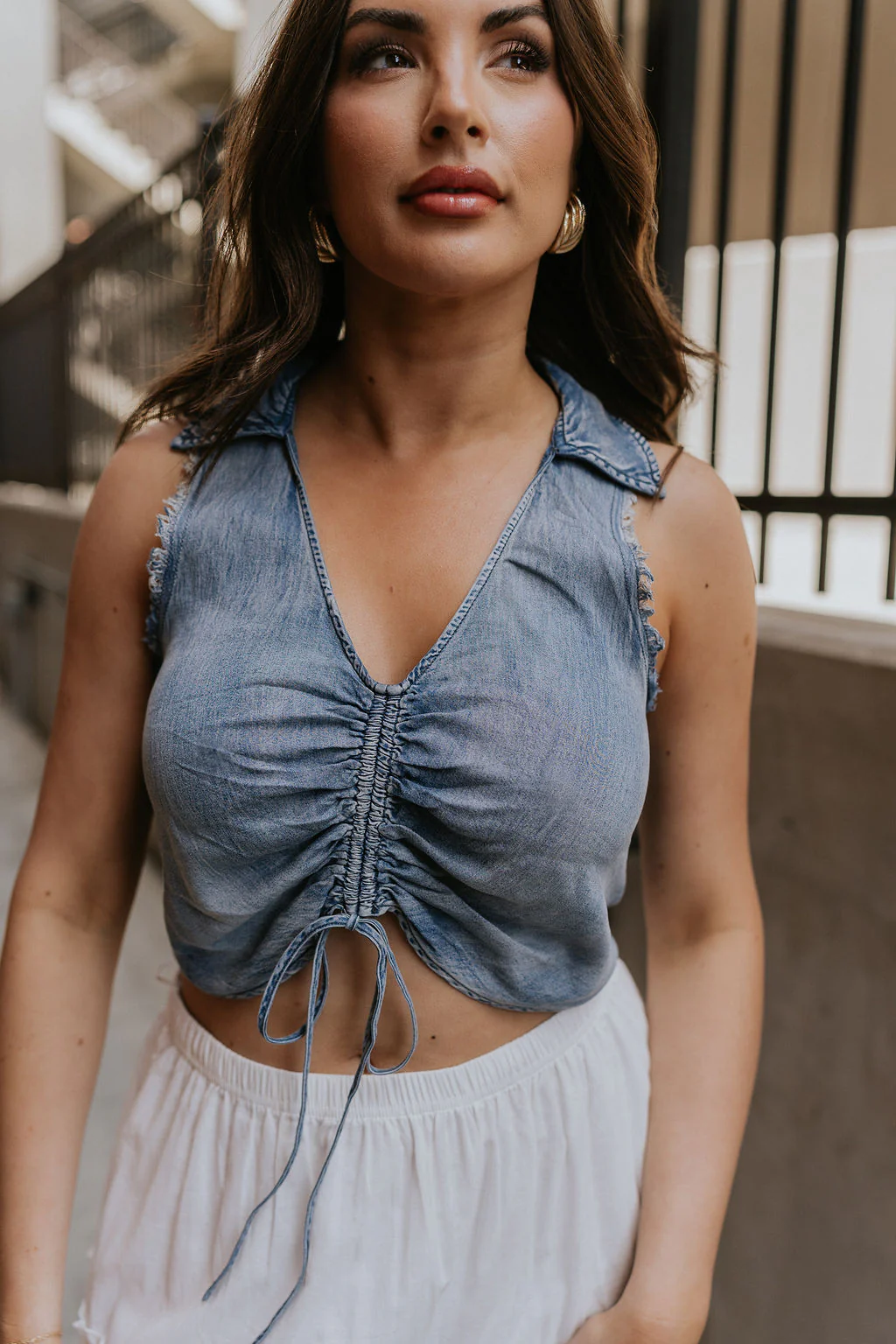 Dallas Denim Ruched Tank - Image 6