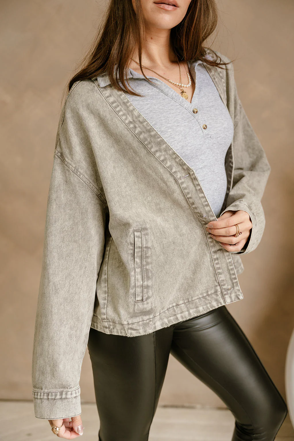 Marley Washed Grey Denim Lightweight Jacket - Image 2