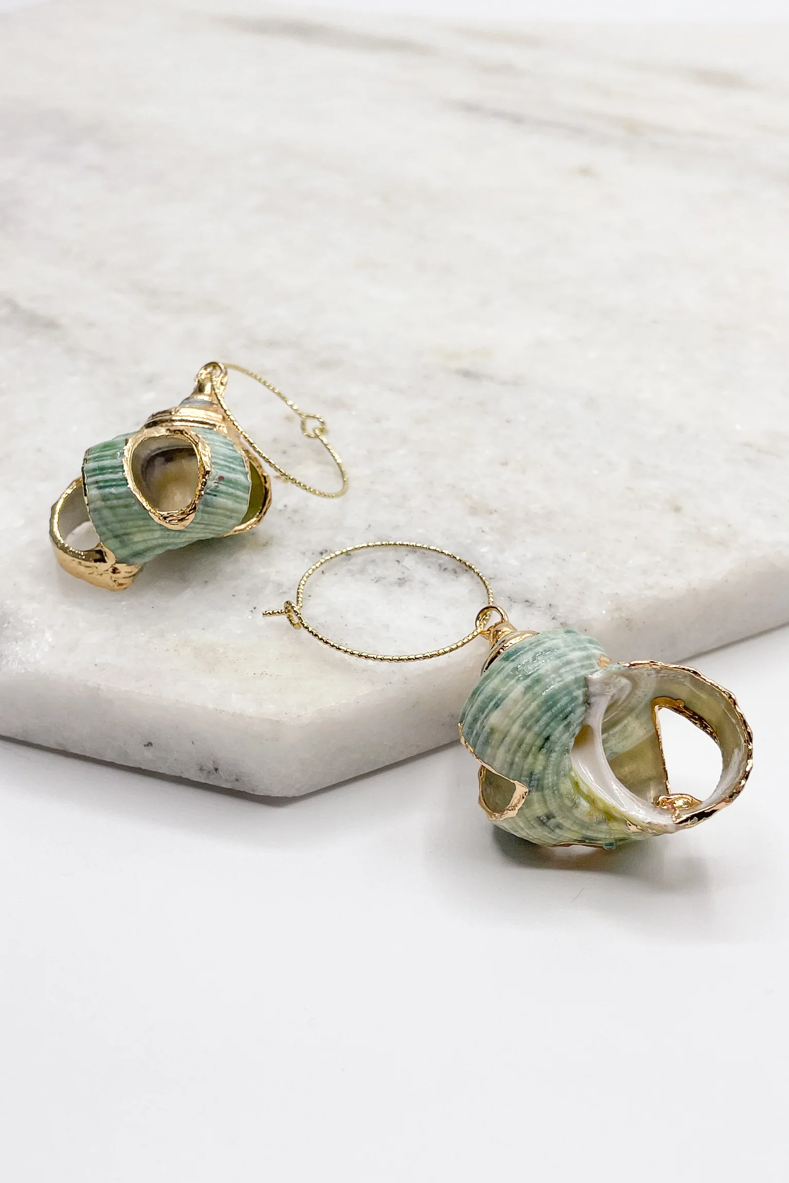 Diana Green Shell Earrings - Image 2
