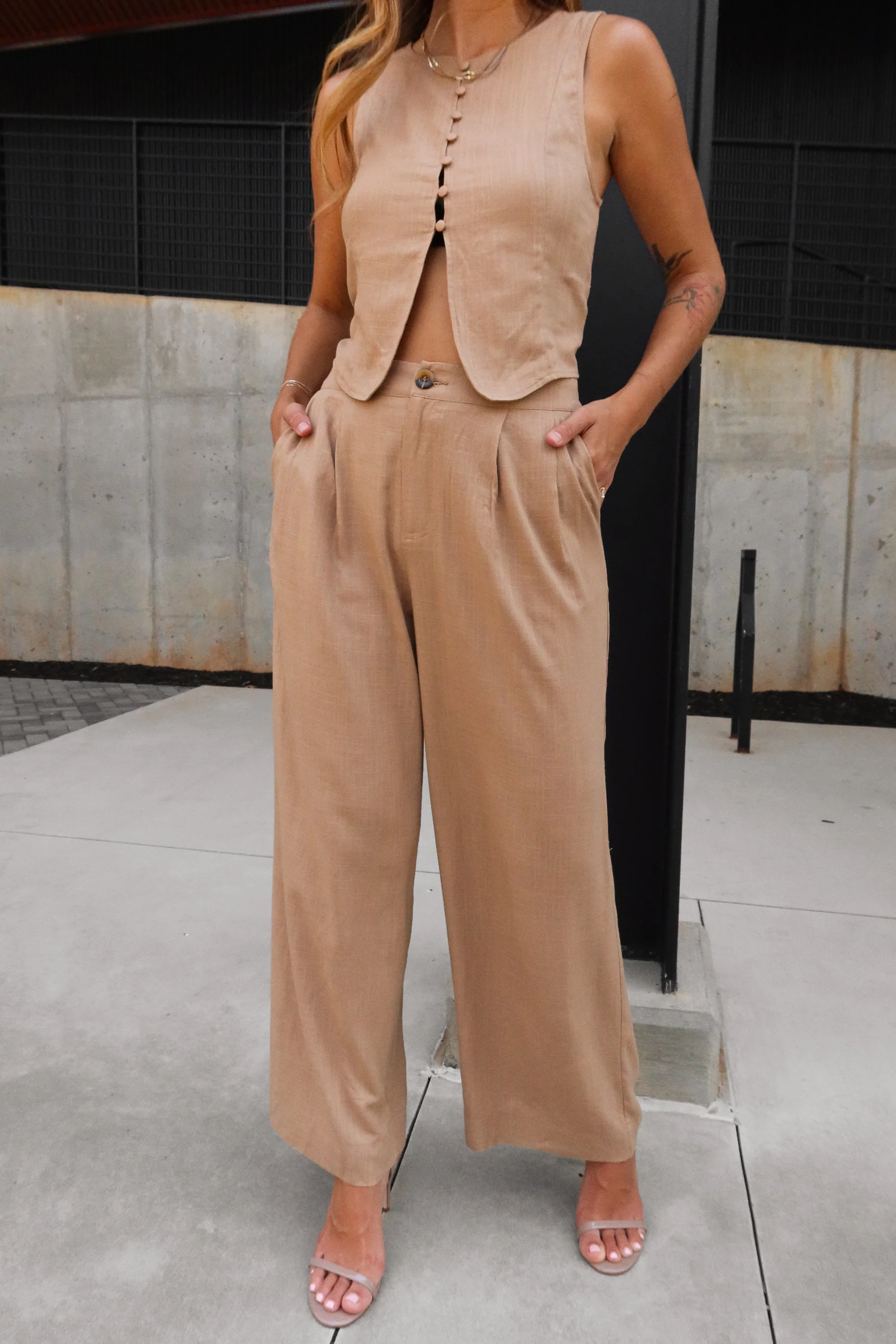 Eden Light Brown Wide Leg Pants - Image 2