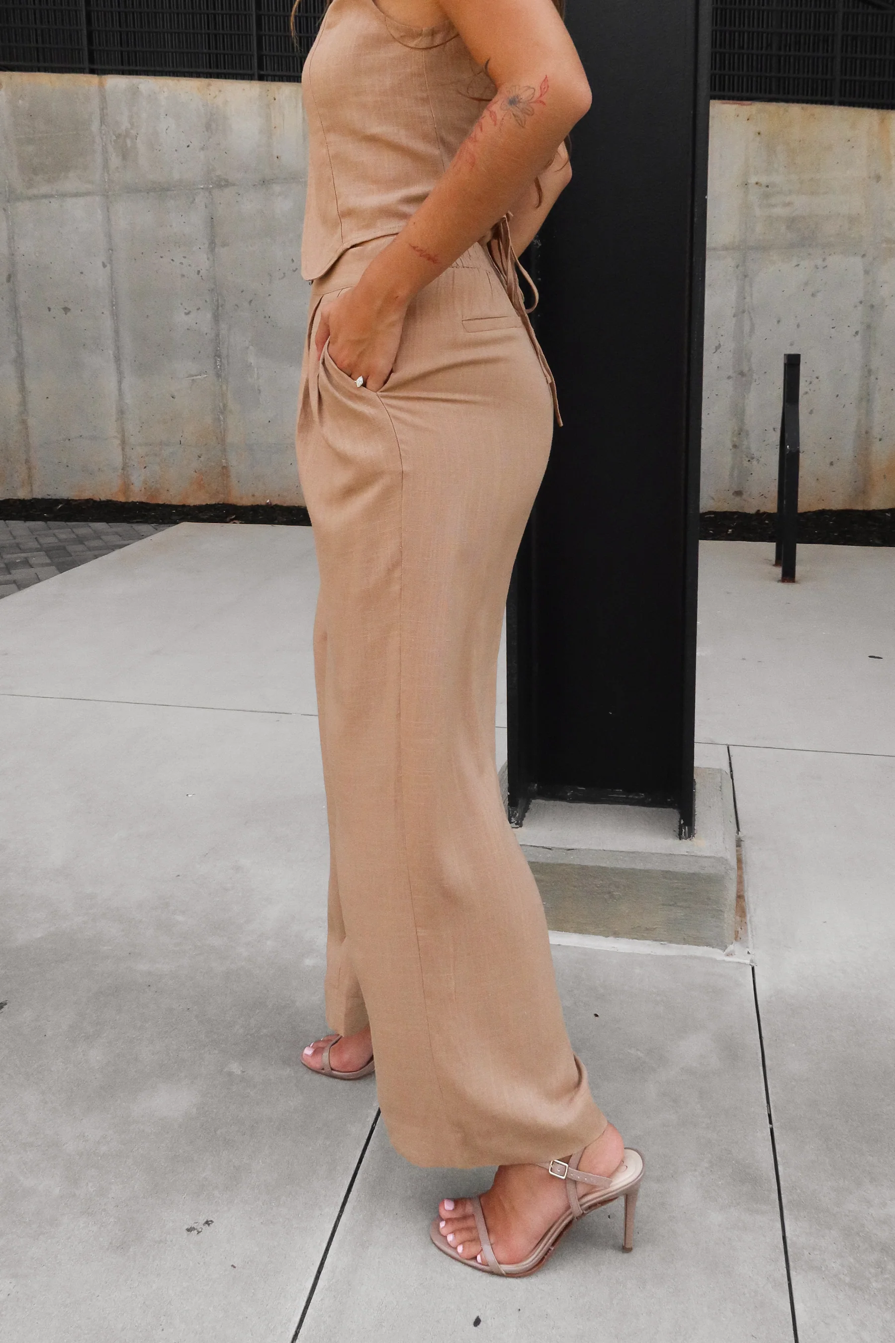 Eden Light Brown Wide Leg Pants - Image 3