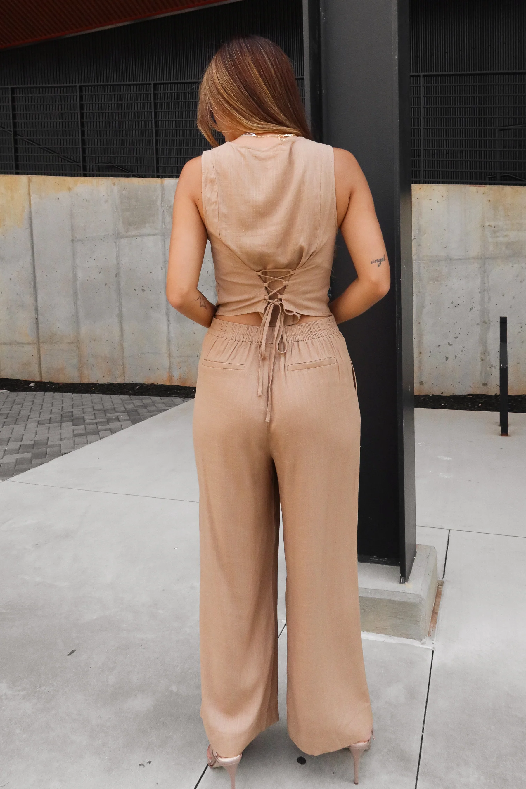 Eden Light Brown Wide Leg Pants - Image 4