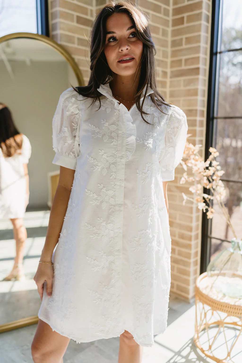 Eden White 3D Floral Mini Dress