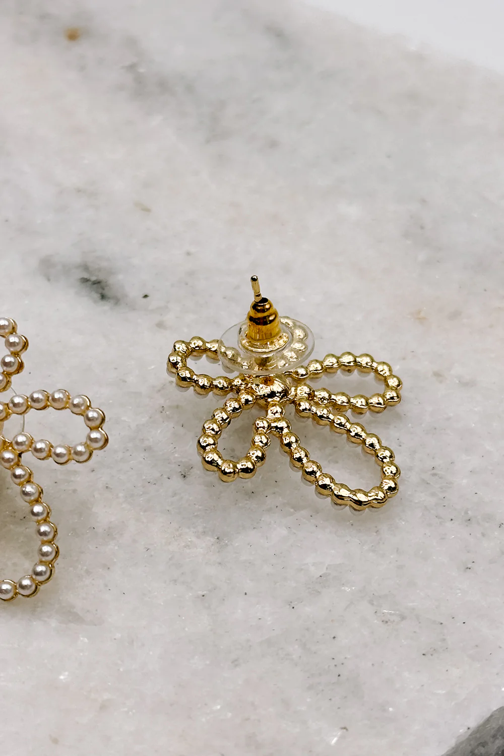 Nova Pearl & Gold Flower Stud Earring - Image 3
