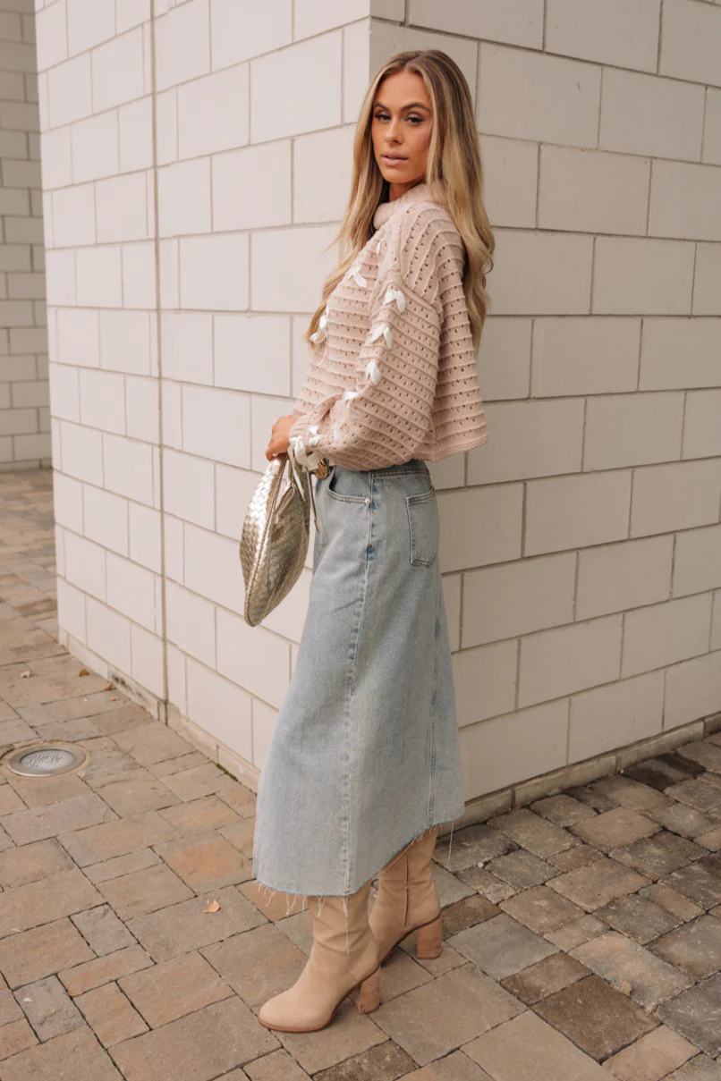 Elaina Beige & White Ties Knit Sweater - Image 10