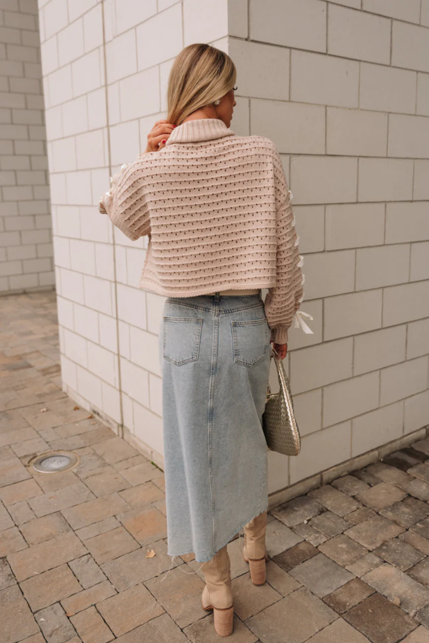 Elaina Beige & White Ties Knit Sweater - Image 9