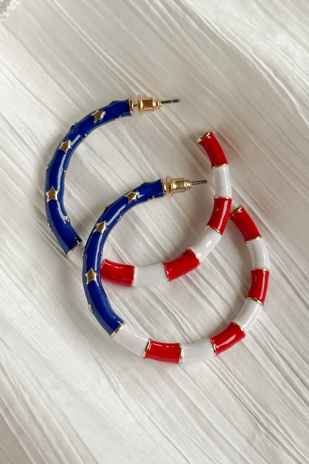 Eleanor Red, White, & Blue Hoop Earrings